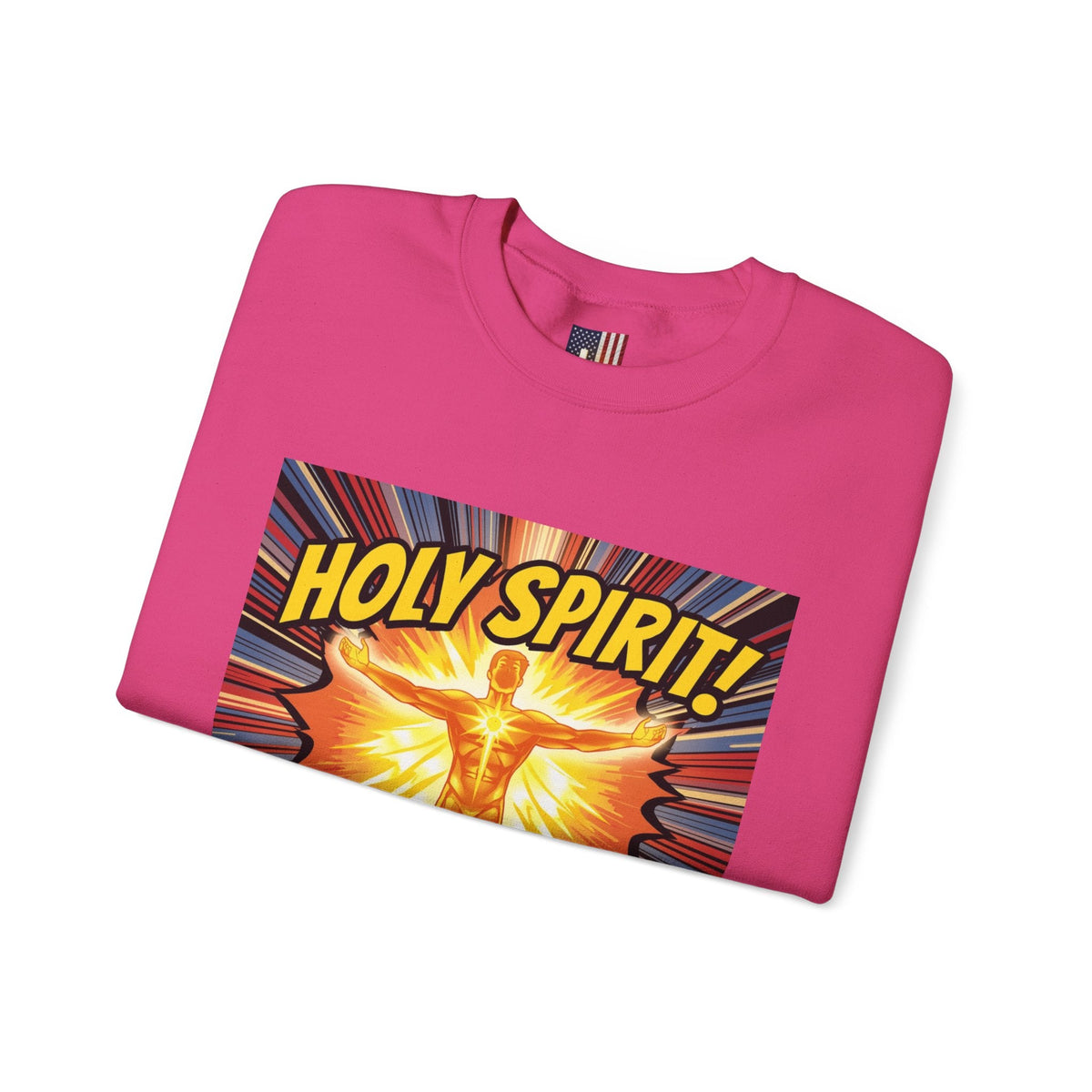 Holy Spirit Activate Sweatshirt – Superhero Christian Sweatshirt with Vibrant Power-Up Design for Faith-Fueled Boldness Printify