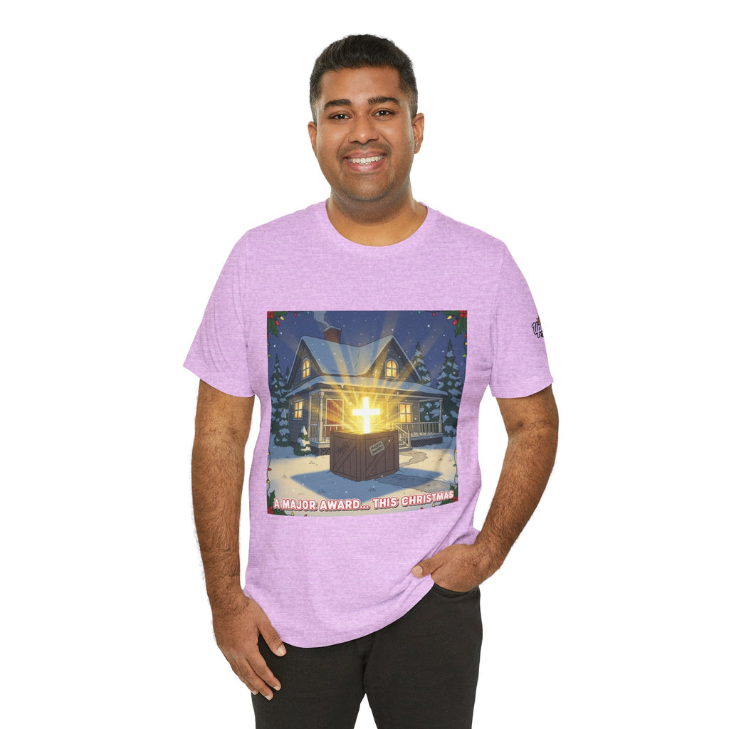 A Major Award This Christmas T-shirt – Fragile Leg Lamp Parody Cross Unboxing Christian T-shirt for Hilarious Faith & Holiday Glow Printify
