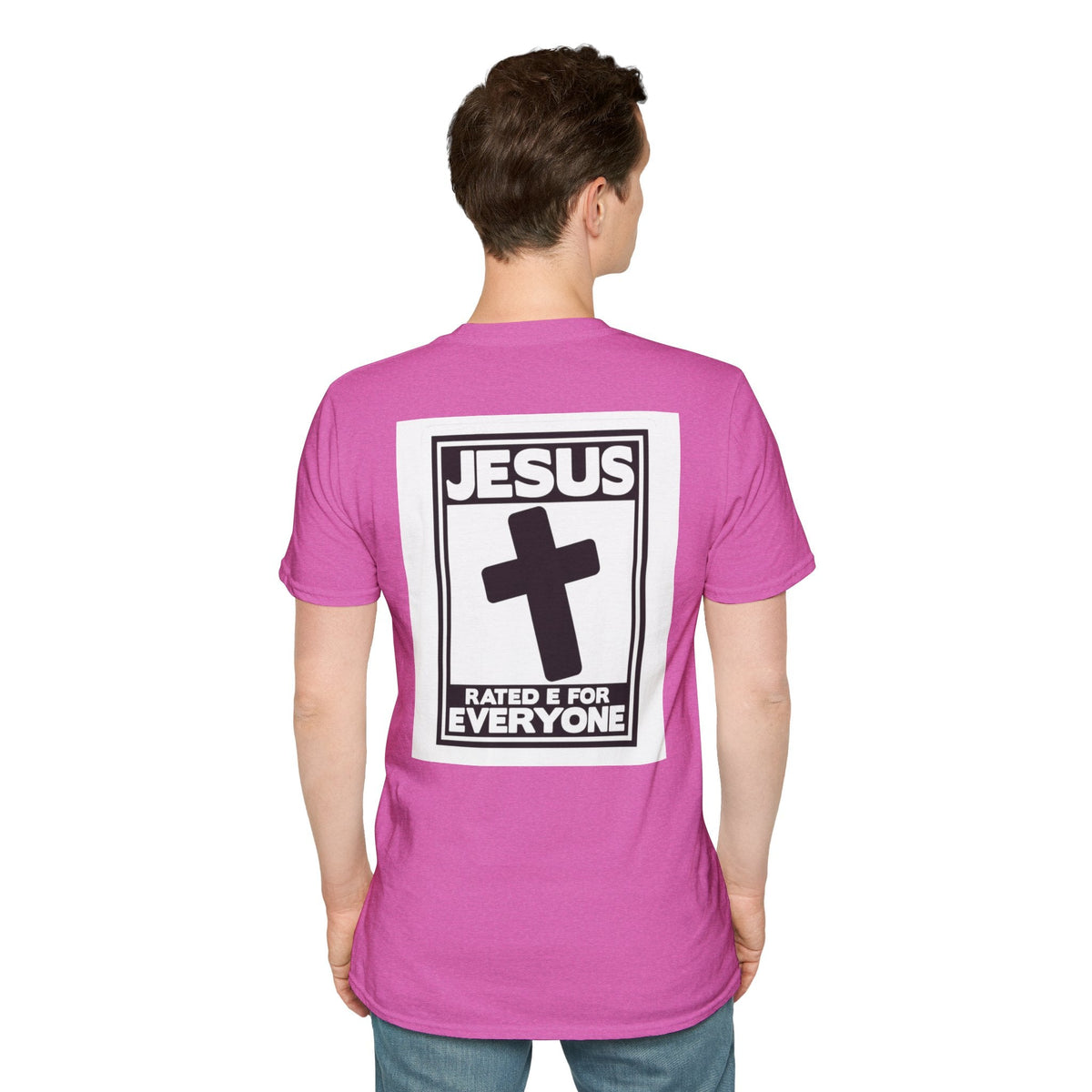 Jesus, Rated E for Everyone T-shirt - Gamer Faith T-shirt - Christian Video Game Parody Printify