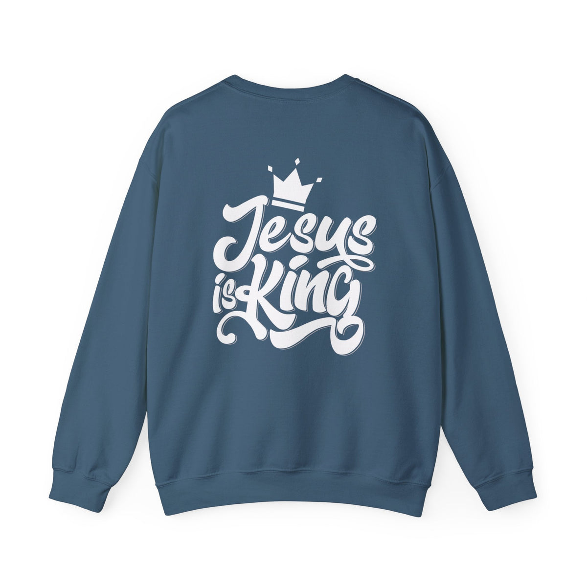 Jesus is King Sweatshirt – Bold Crown & Cross Christian Hoodie for Eternal Faith & Comfort Printify