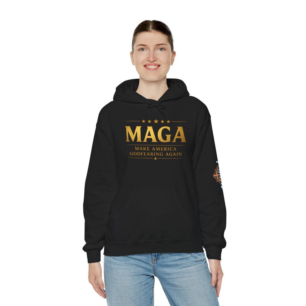 Hoodie - MAGA "Make America Godfearing Again" Political Graphic Hoodie Printify