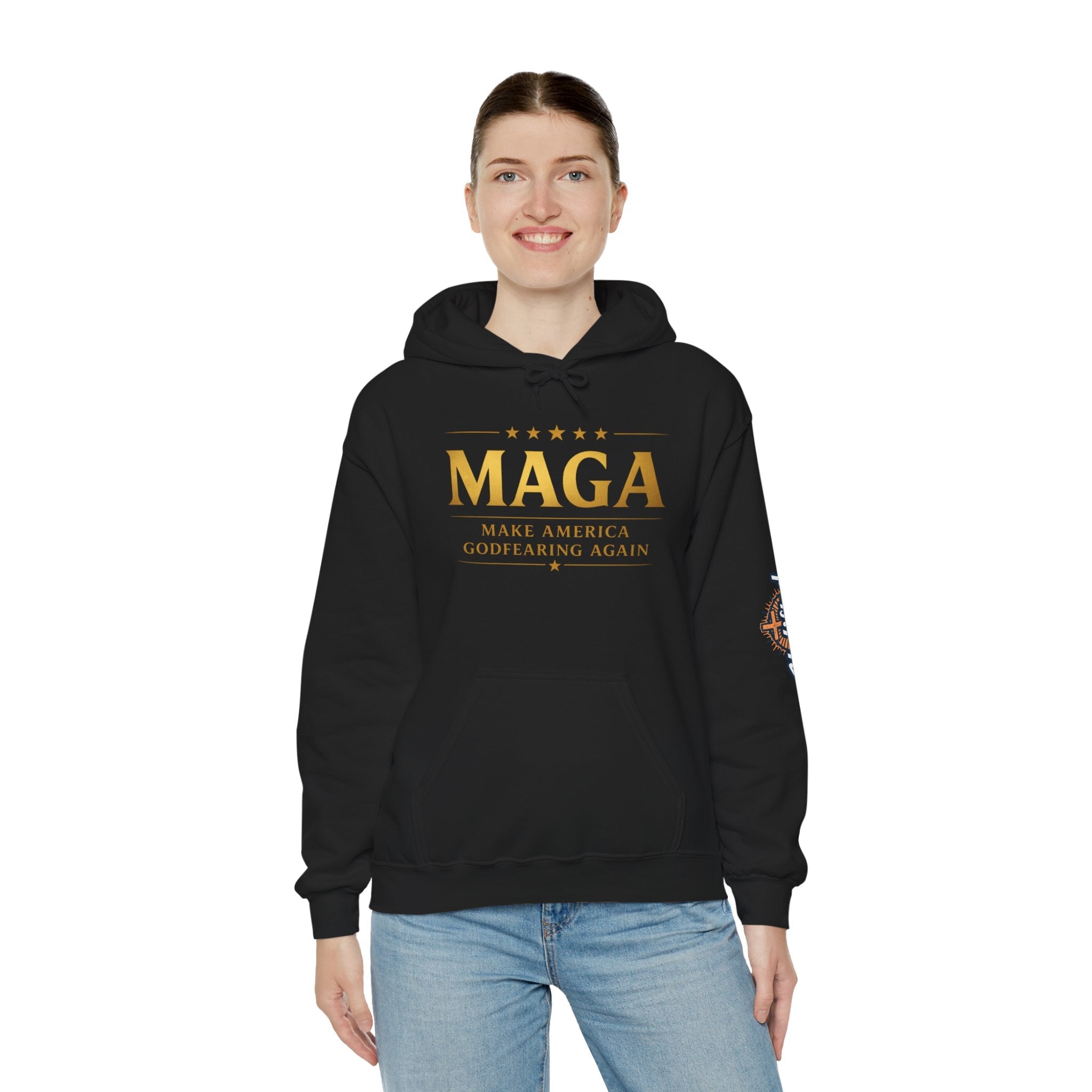 Hoodie - MAGA "Make America Godfearing Again" Political Graphic Hoodie Printify