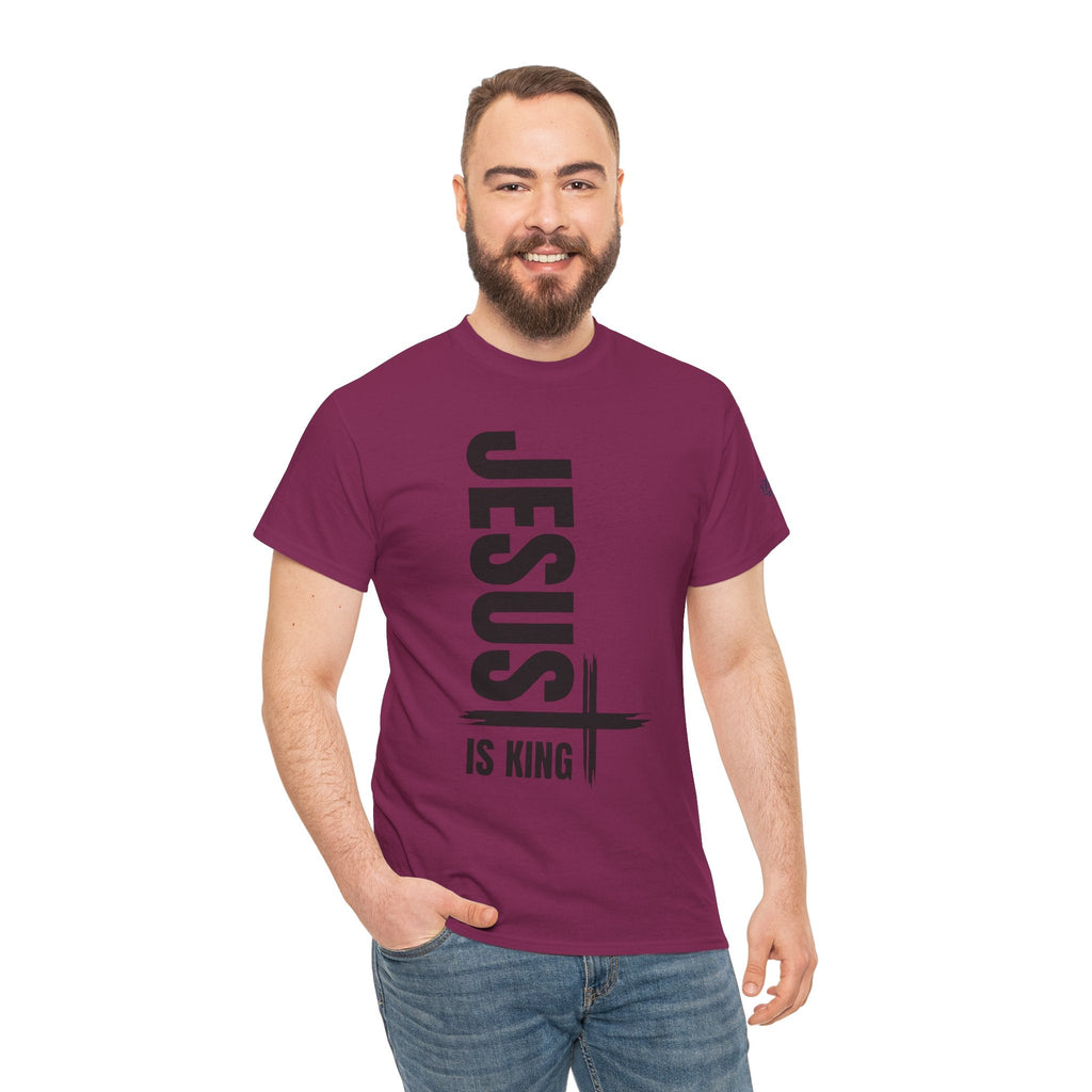 Jesus Is King T-shirt | Modern Typographic Cross Christian T-shirt Printify
