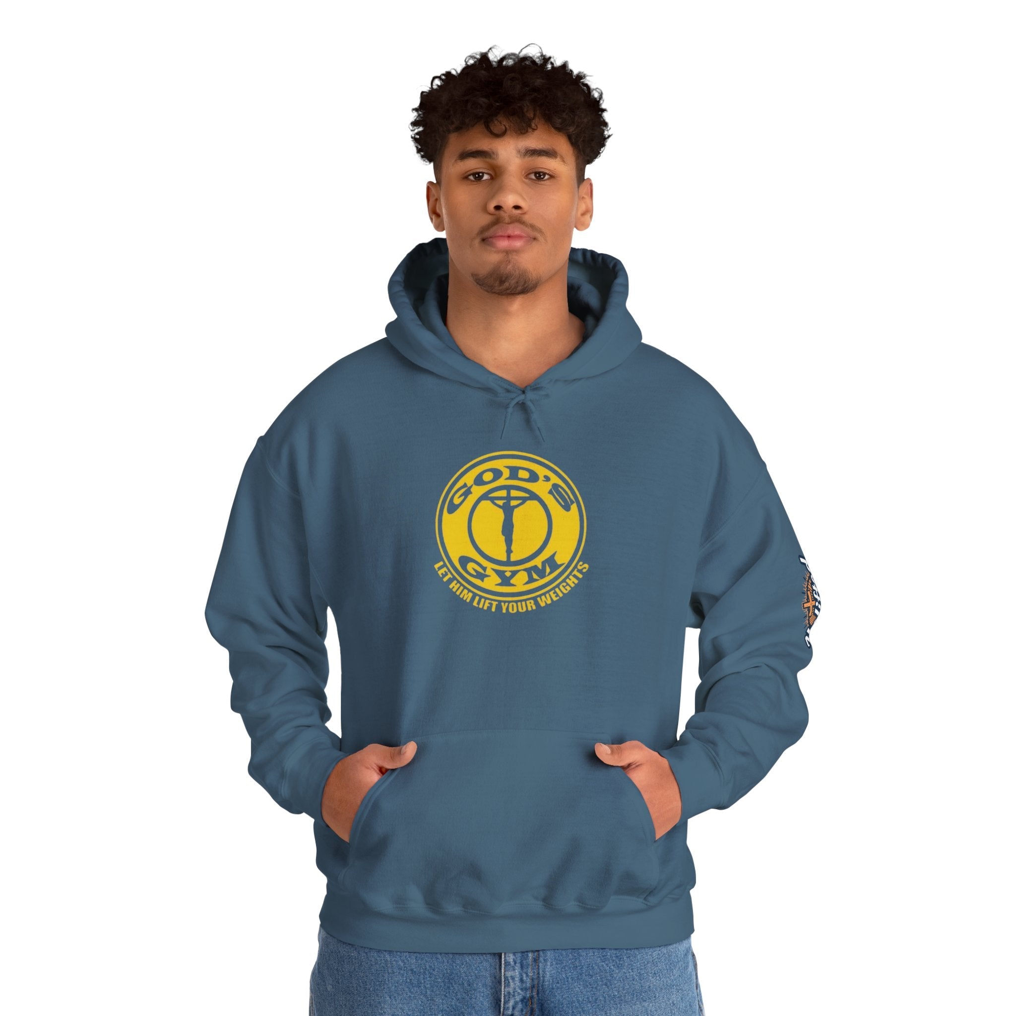 God's Gym Hoodie — "Let Him Lift Your Weights" Christian Fitness Hoodie Printify