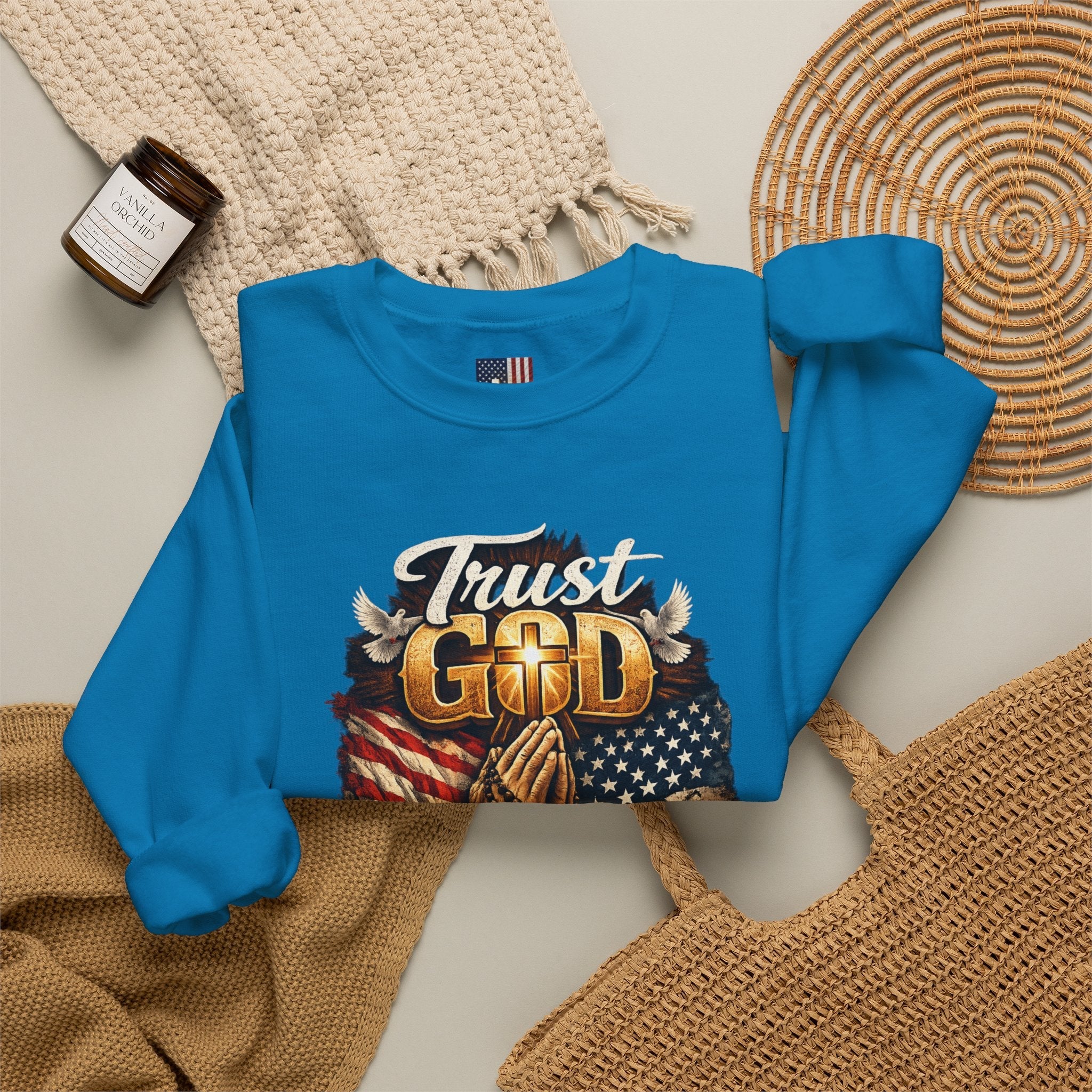 Trust God Not Government Sweatshirt — Vintage Patriotic Christian Sweatshirt Printify