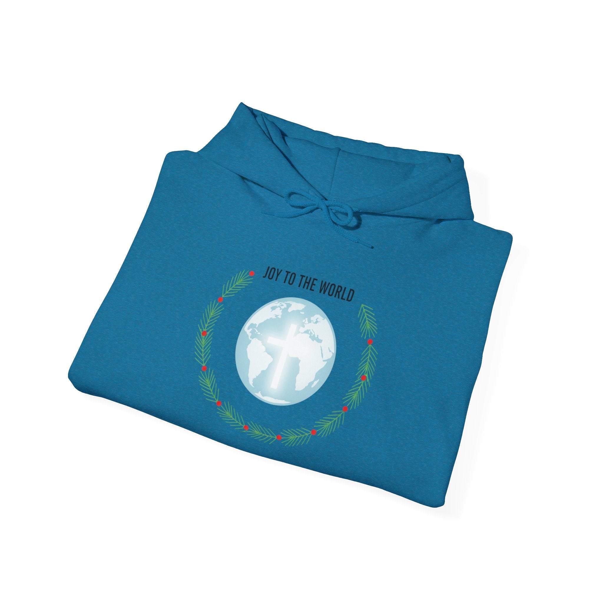 Joy to the World Hoodie – Wreath Earth Nativity Christian Christmas Sweatshirt for Isaiah 9:6 Holiday Faith & Festive Joy Printify