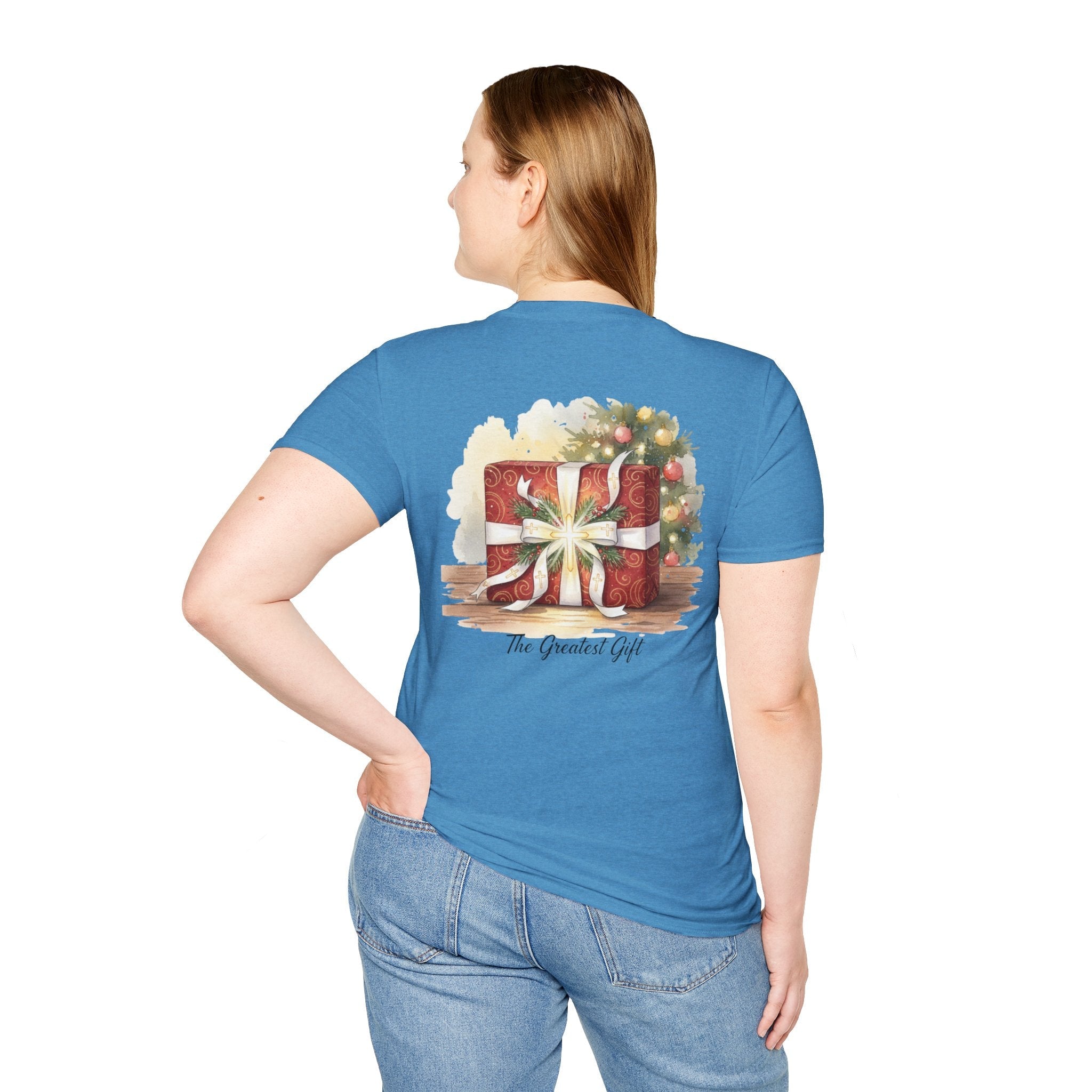 The Greatest Gift T-shirt – Cross Bow Present Christian T-shirt for Christmas Salvation & Eternal Faith Printify