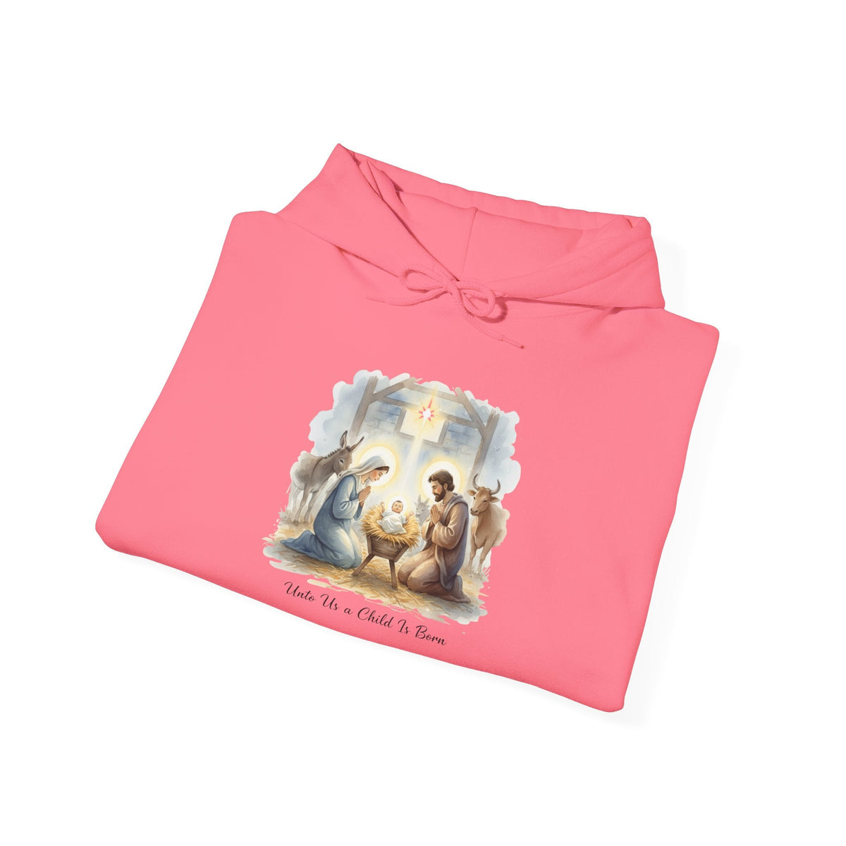 Unto Us a Child is Born Hoodie – Isaiah 9:6 Nativity Manger Scene Christian Christmas Sweatshirt for Holy Night Faith Printify