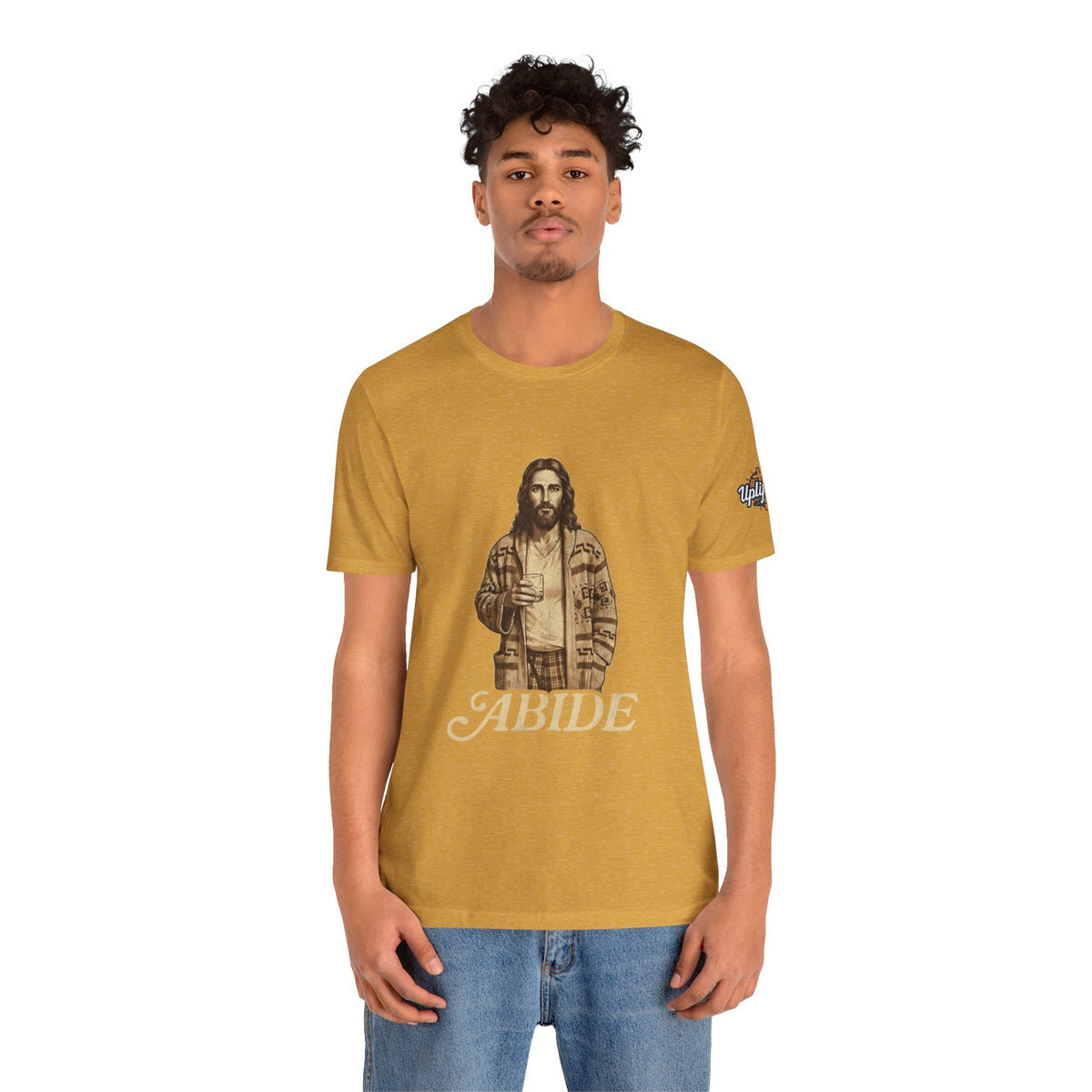 Abide Vintage Jesus Tee — "The Dude" Graphic Christian T-Shirt Printify