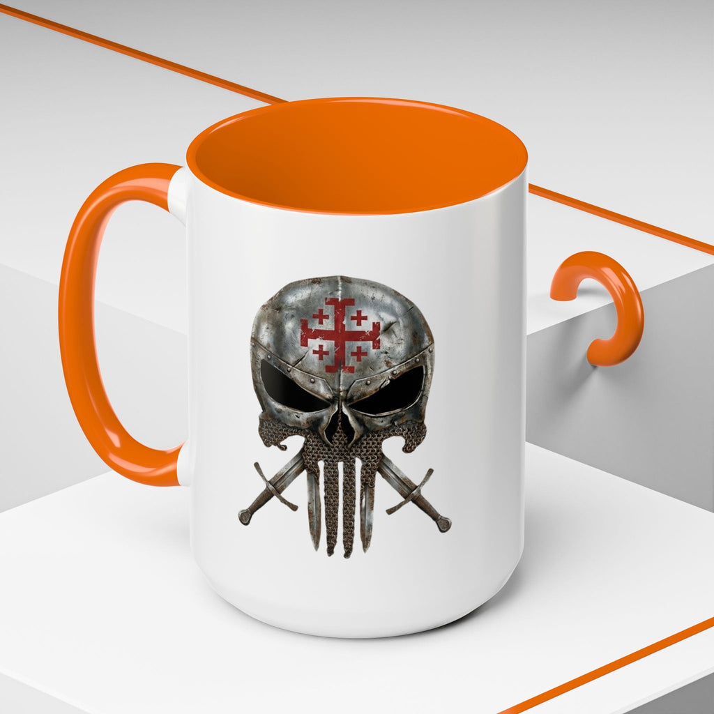 Crusader Knight Coffee Mug — 'Armor of God' Christian Skull 11/15oz Accent Mug Printify