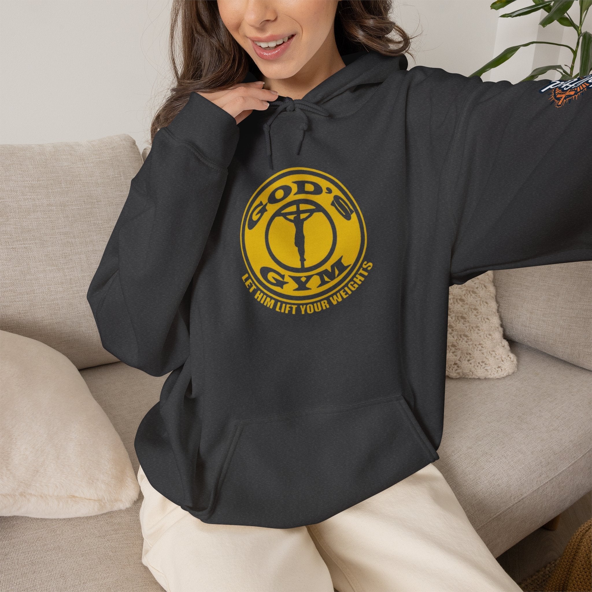 God's Gym Hoodie — "Let Him Lift Your Weights" Christian Fitness Hoodie Printify