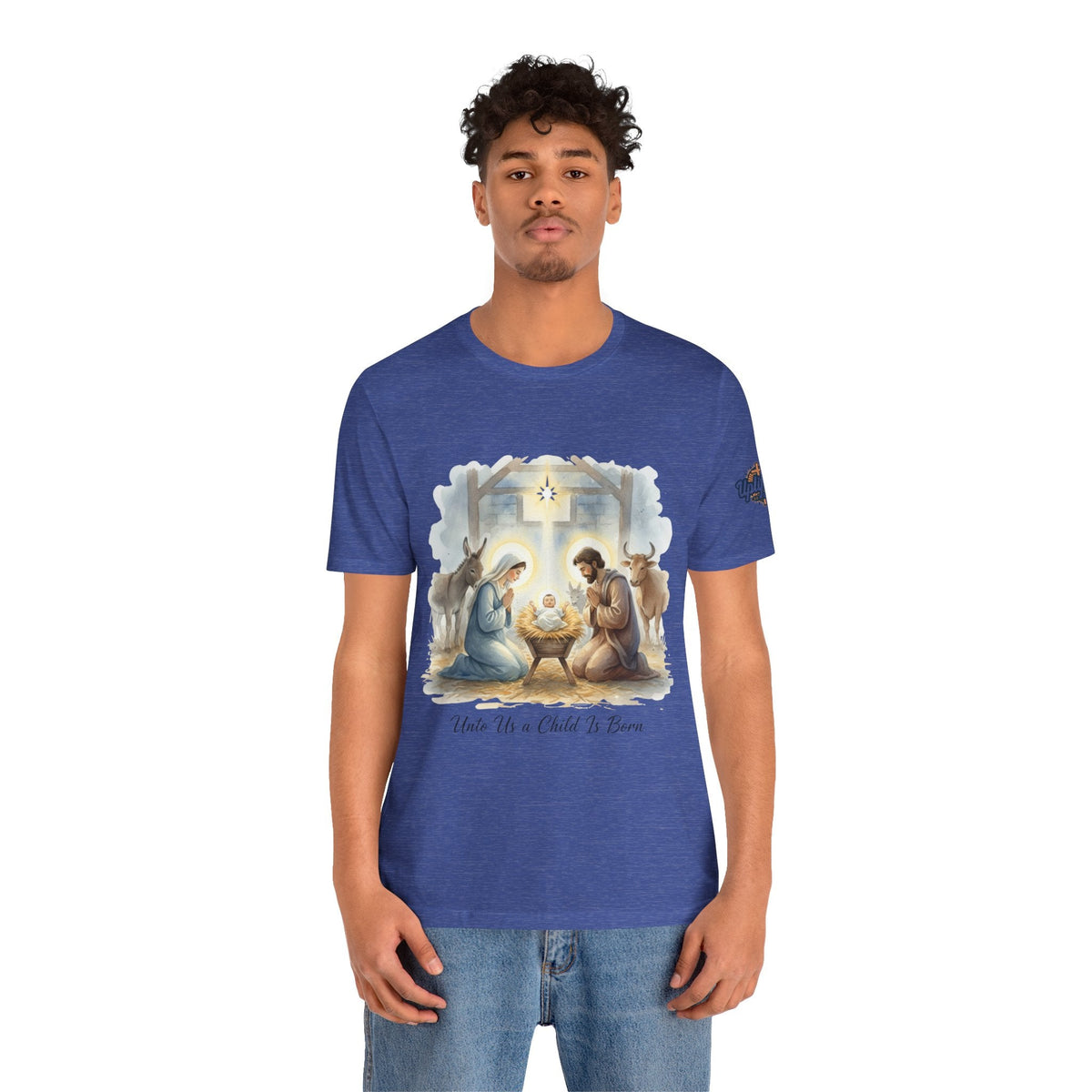 Unto Us a Child is Born T-shirt – Isaiah 9:6 Nativity Manger Scene Christian Christmas T-shirt for Holy Night Faith Printify