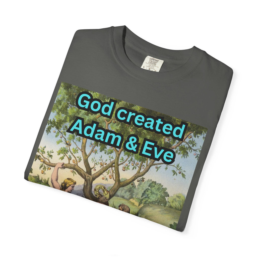 God Created Adam and Eve T-Shirt – Biblical Truth Christian Tee for Bold Faith Printify