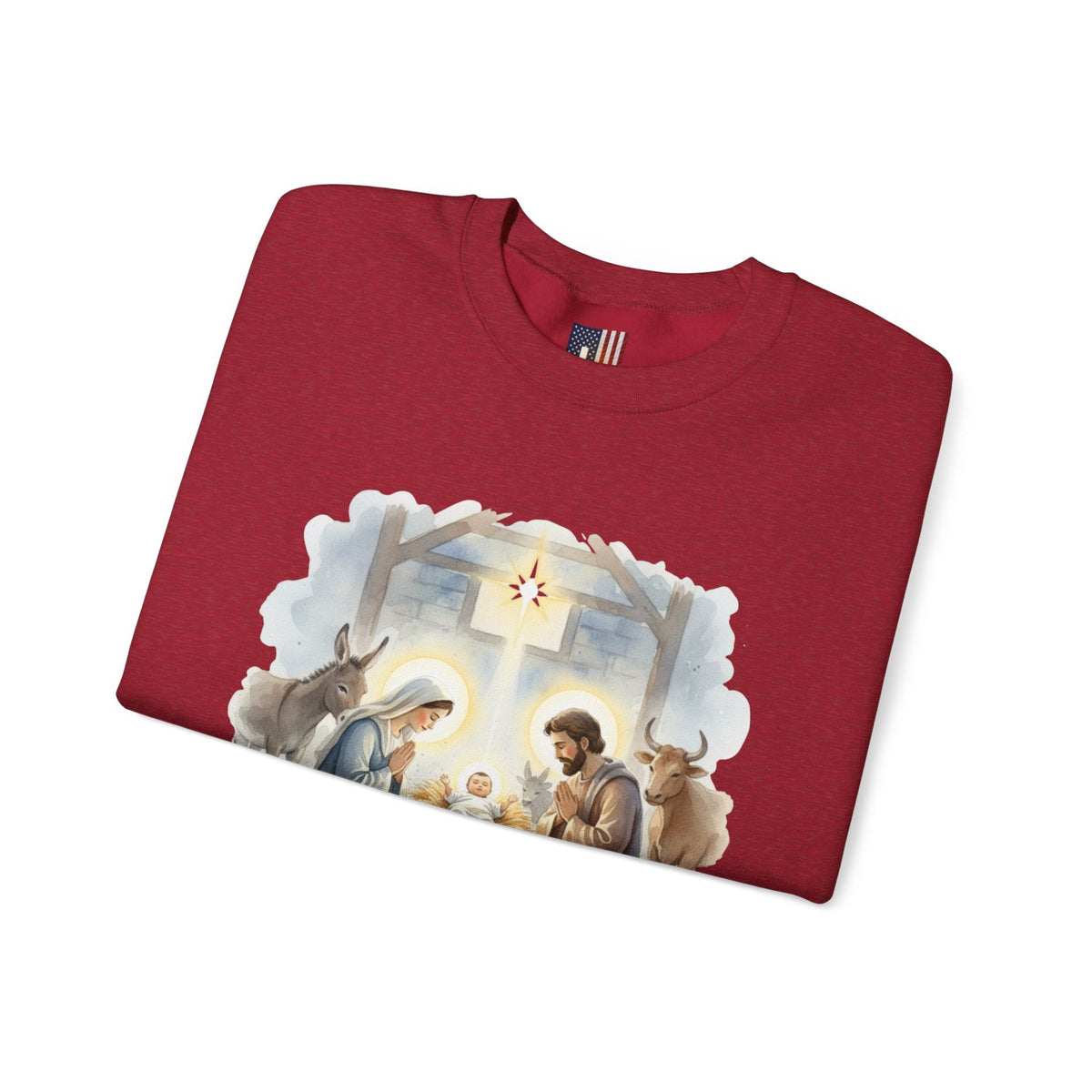 Unto Us a Child is Born Sweatshirt – Isaiah 9:6 Nativity Manger Scene Christian Christmas Sweatshirt for Holy Night Faith Printify