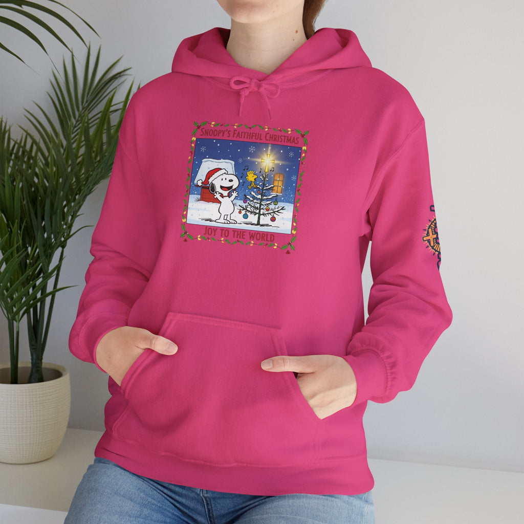 🎄 Faithful Christmas Friends – Christian Holiday Hoodie | Festive Tree & Cartoon Duo | Heartwarming Christmas Tee by Uplifted Gear Printify