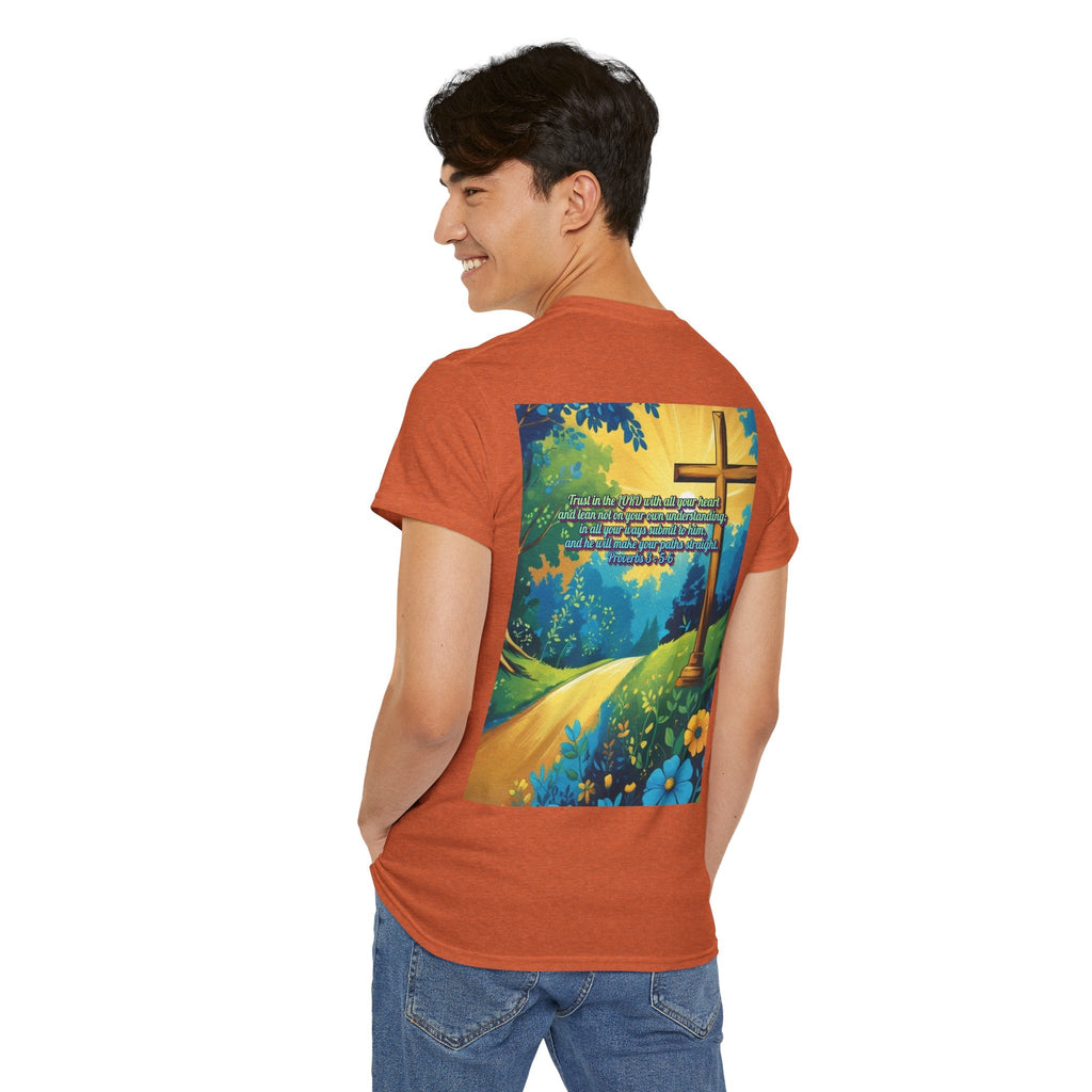 Trust in The Lord Proverbs 3:5-6 Biblical Design Unisex Heavy Cotton Tee Printify