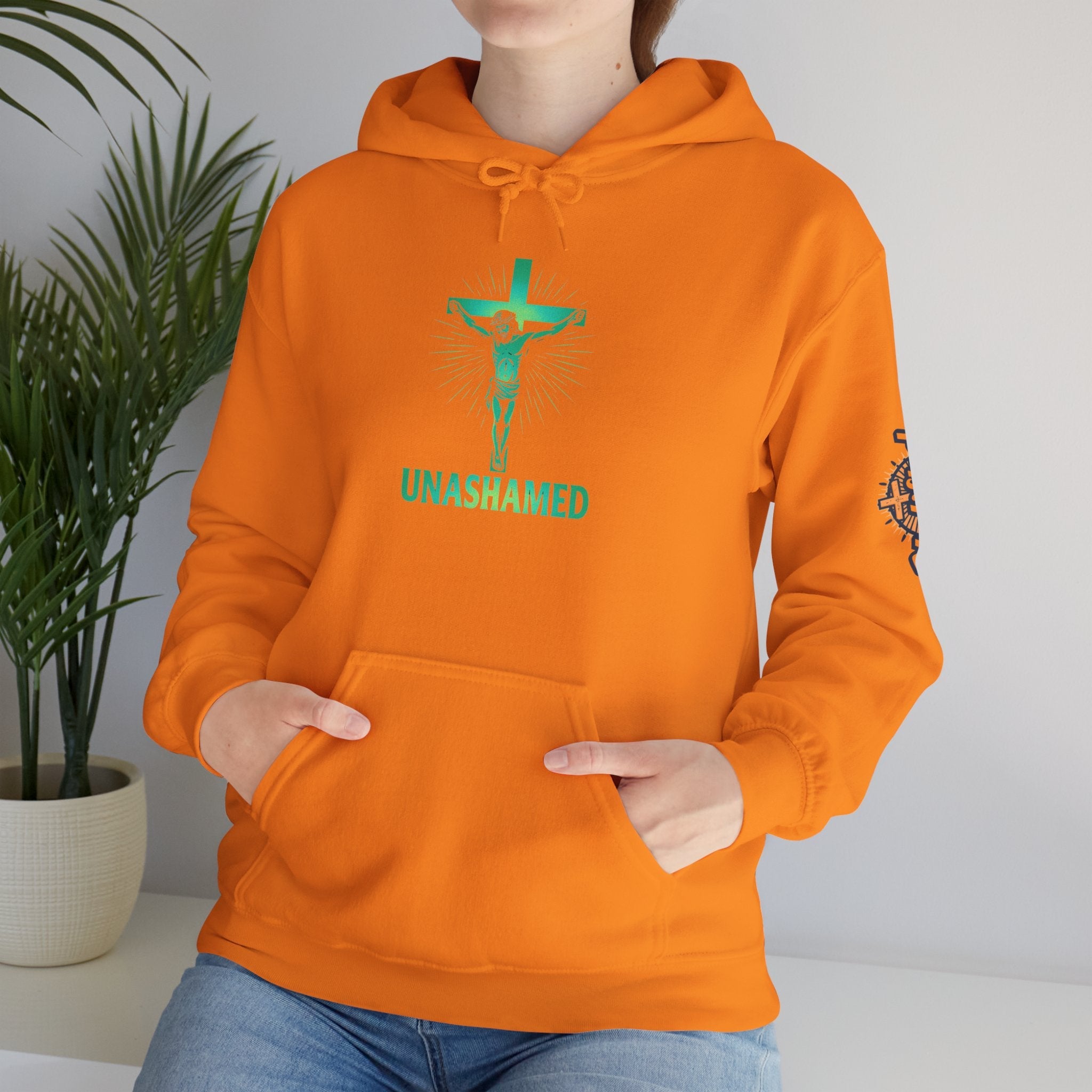 Unashamed Hoodie – Romans 1:16 Crucifixion Christian Hoodie for Bold Unwavering Faith Printify