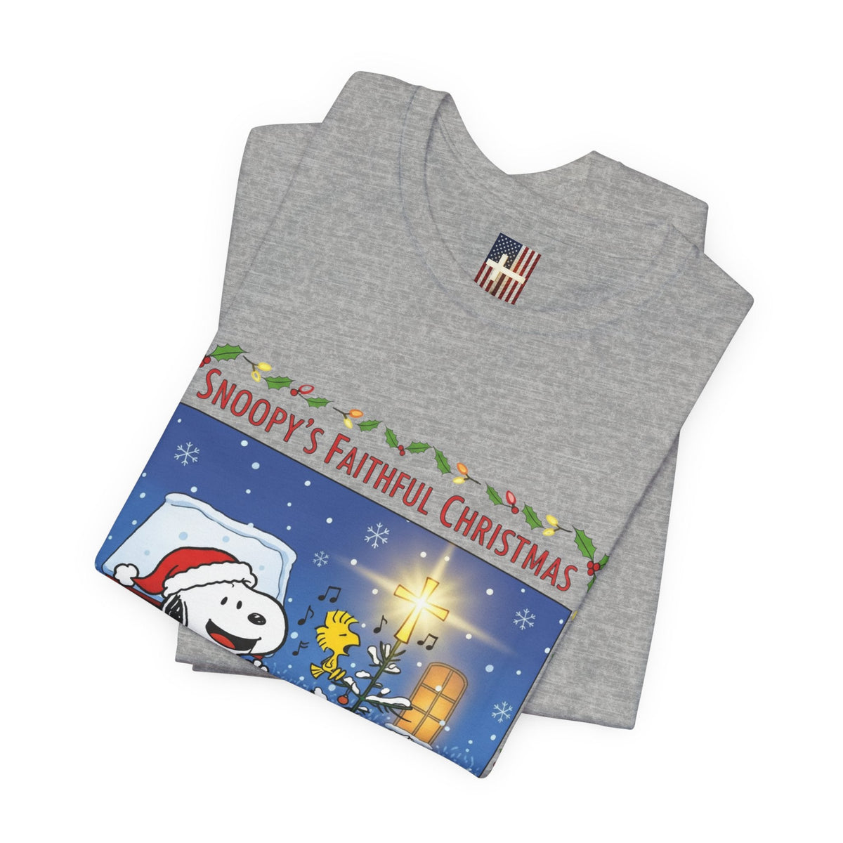 🎄 Faithful Christmas Friends – Christian Holiday T-Shirt | Festive Tree & Cartoon Duo | Heartwarming Christmas Tee by Uplifted Gear Printify