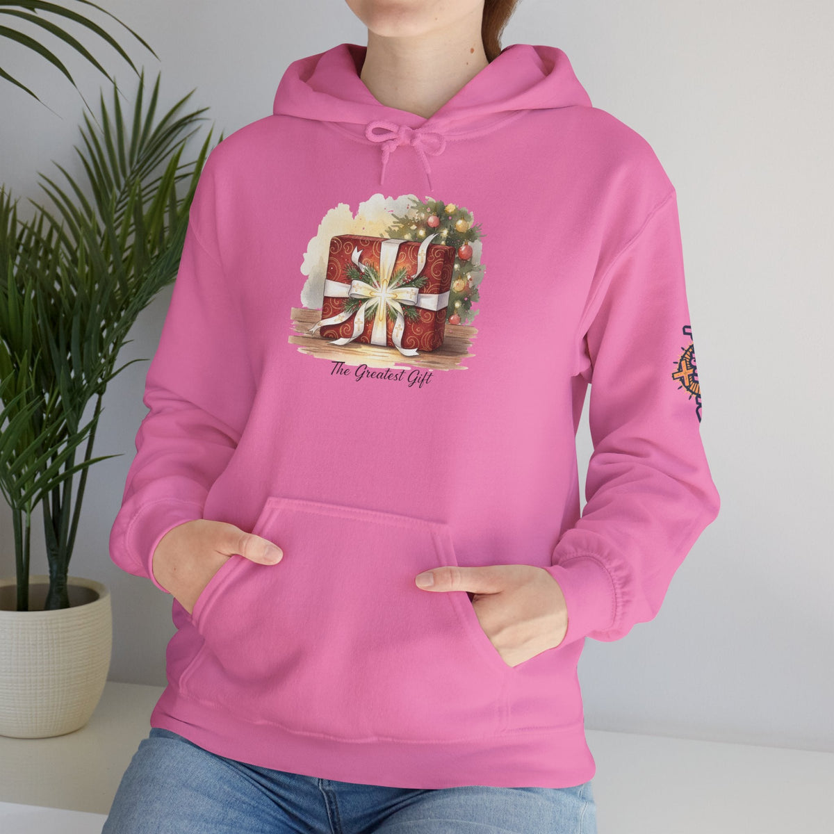 The Greatest Gift Hoodie – Cross Bow Present Christian Hoodie for Christmas Salvation & Eternal Faith Printify