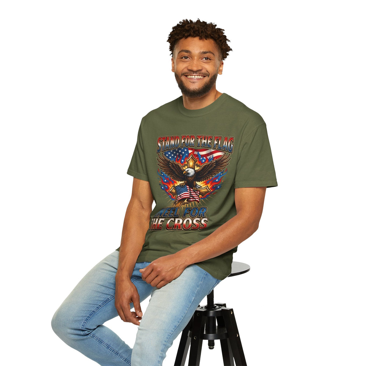Stand for the Flag Kneel for the Cross T-shirt | Patriotic Eagle T-shirt Printify