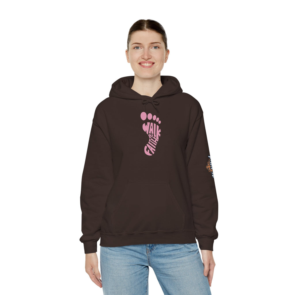 Walk By Faith Footprint Hoodie Printify
