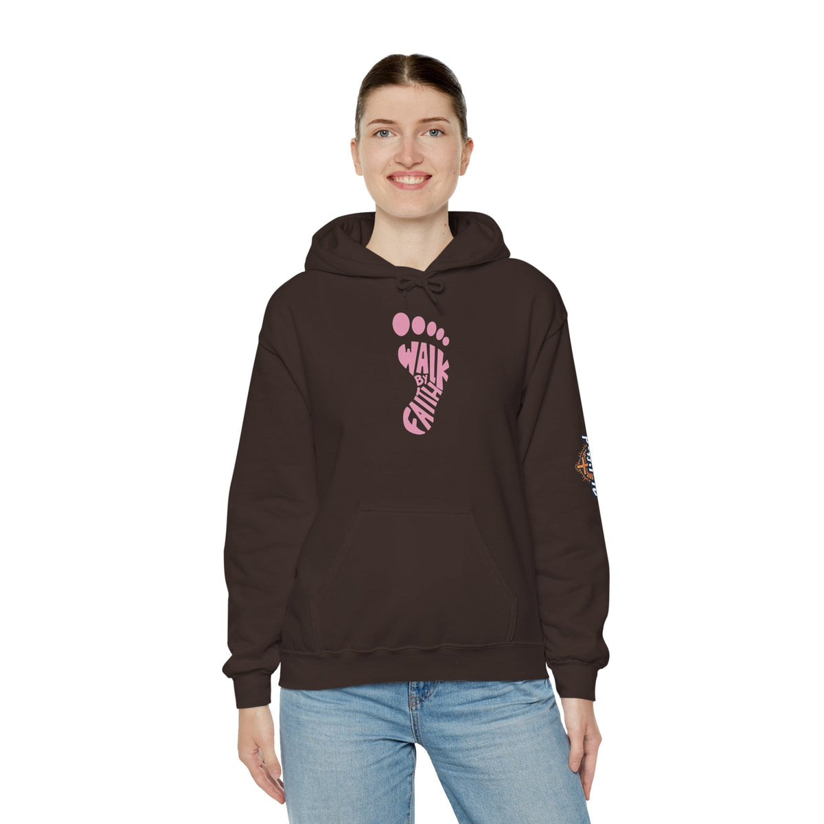 Walk By Faith Footprint Hoodie Printify