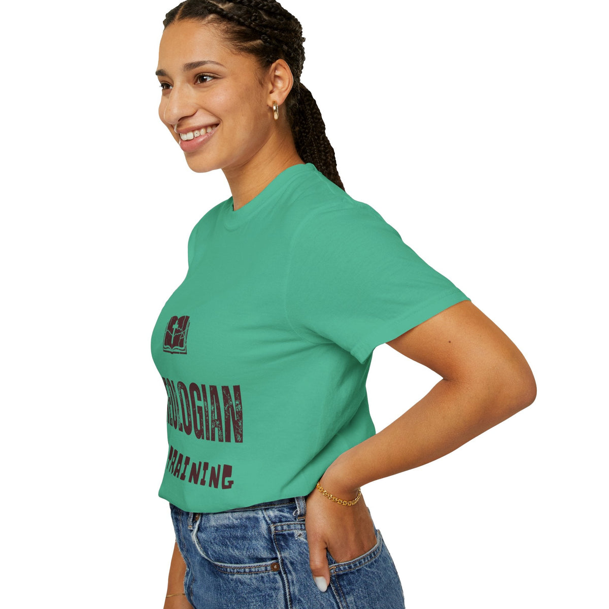 Theologian in Training T-Shirt – Open Bible & Cross Christian Tee for Faithful Learners Printify