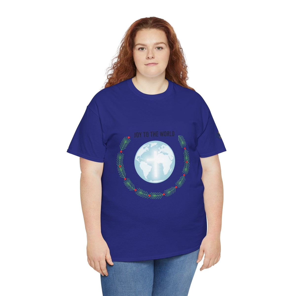 Joy to the World T-shirt – Wreath Earth Nativity Christian Christmas T-shirt for Isaiah 9:6 Holiday Faith & Festive Joy Printify