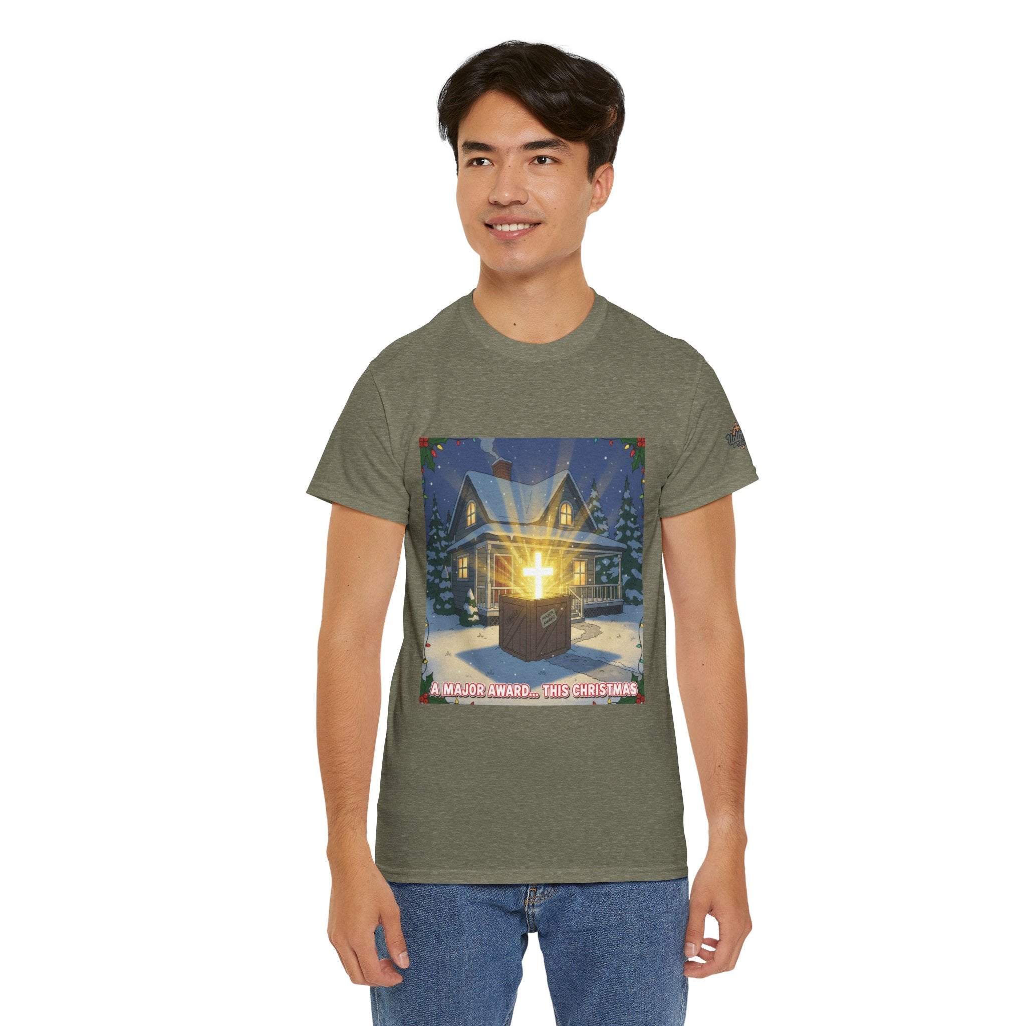 A Major Award This Christmas T-shirt – Fragile Leg Lamp Parody Cross Unboxing Christian T-shirt for Hilarious Faith & Holiday Glow Printify