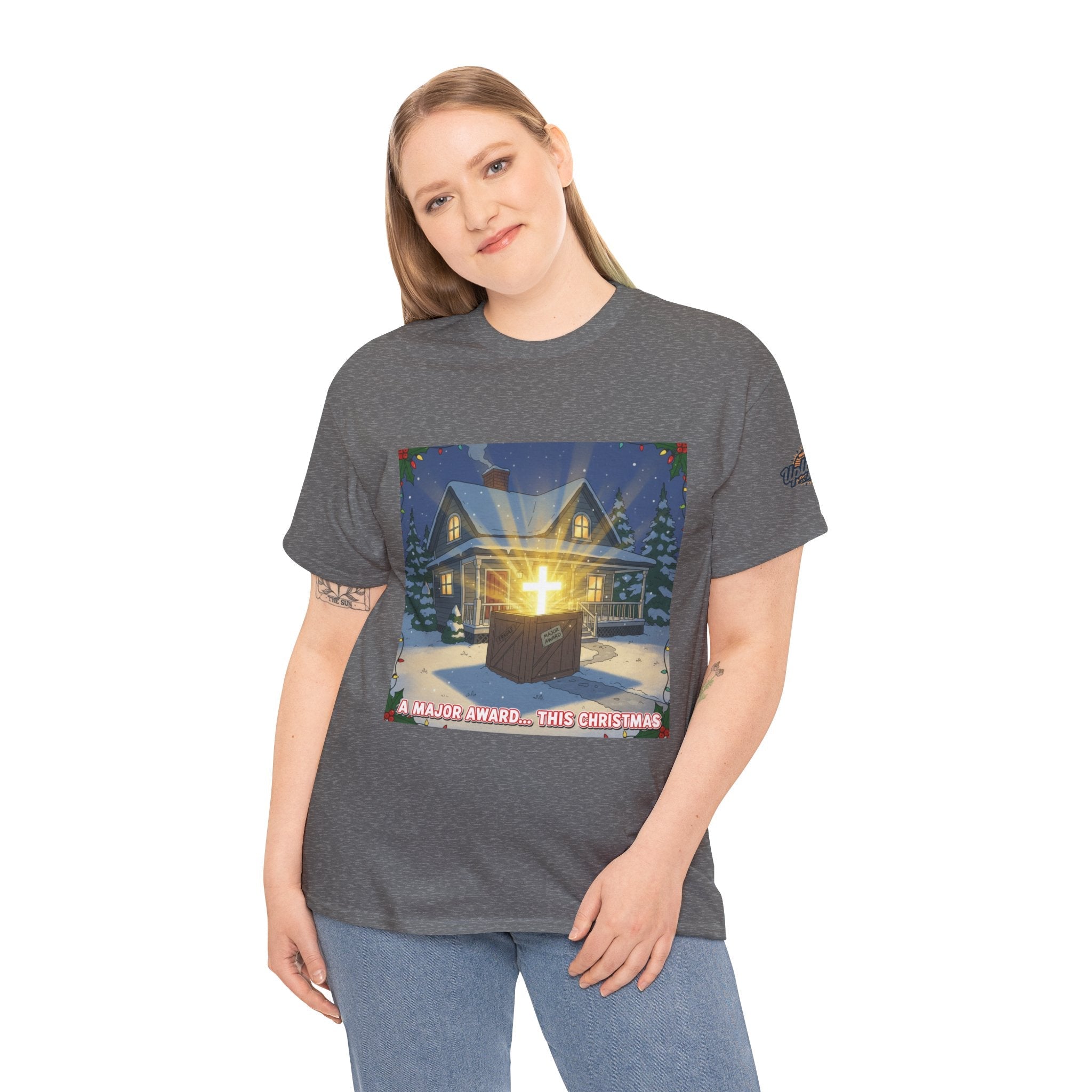 A Major Award This Christmas T-shirt – Fragile Leg Lamp Parody Cross Unboxing Christian T-shirt for Hilarious Faith & Holiday Glow Printify