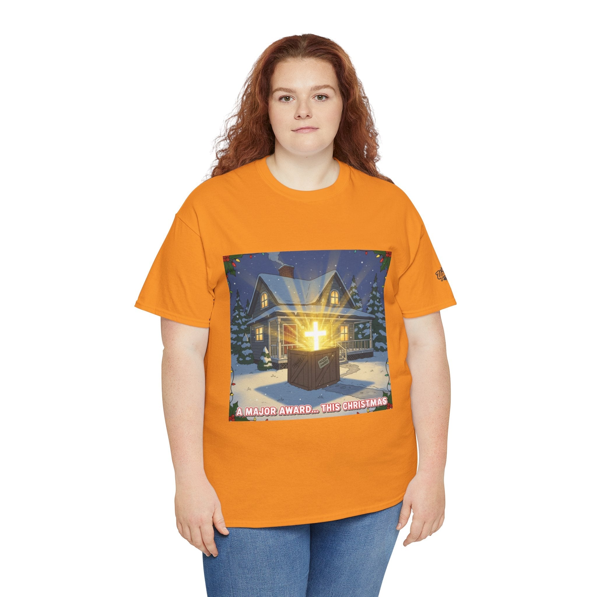 A Major Award This Christmas T-shirt – Fragile Leg Lamp Parody Cross Unboxing Christian T-shirt for Hilarious Faith & Holiday Glow Printify