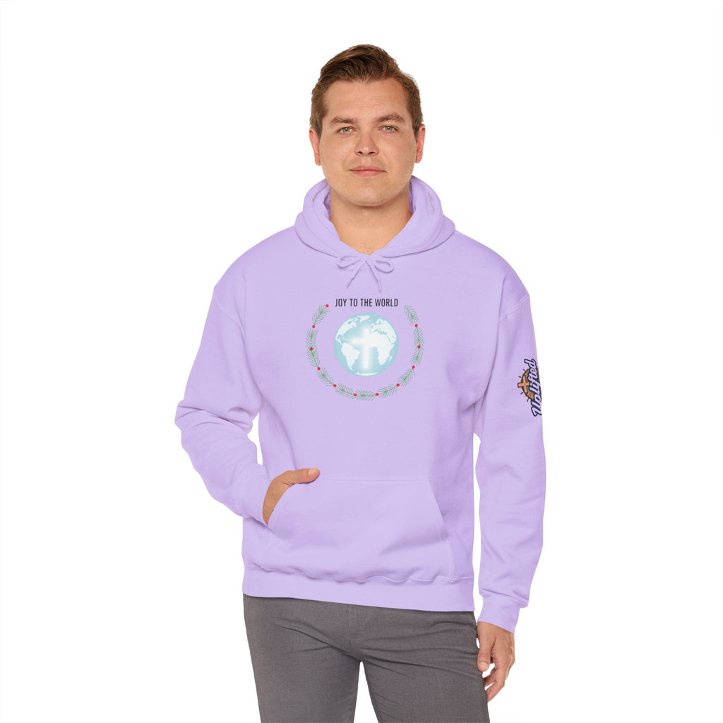 Joy to the World Hoodie – Wreath Earth Nativity Christian Christmas Sweatshirt for Isaiah 9:6 Holiday Faith & Festive Joy Printify