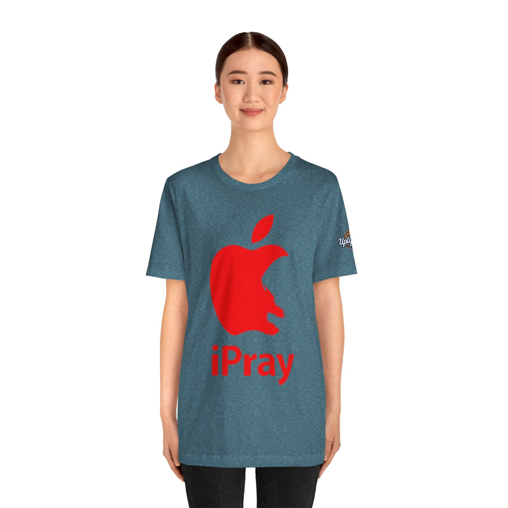 iPray Red Apple Christian T-Shirt — Faith Graphic Tee Printify