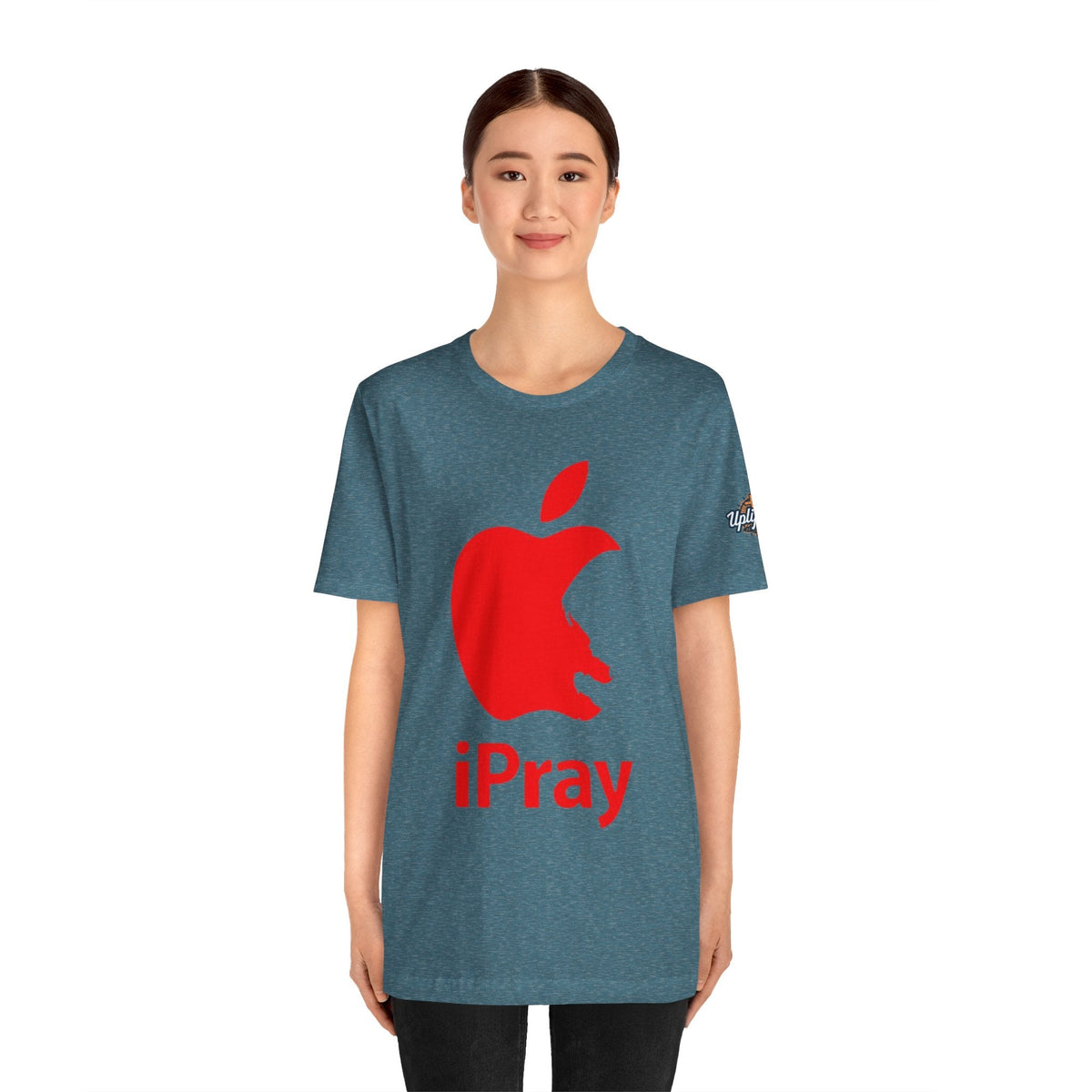 iPray Red Apple Christian T-Shirt — Faith Graphic Tee Printify