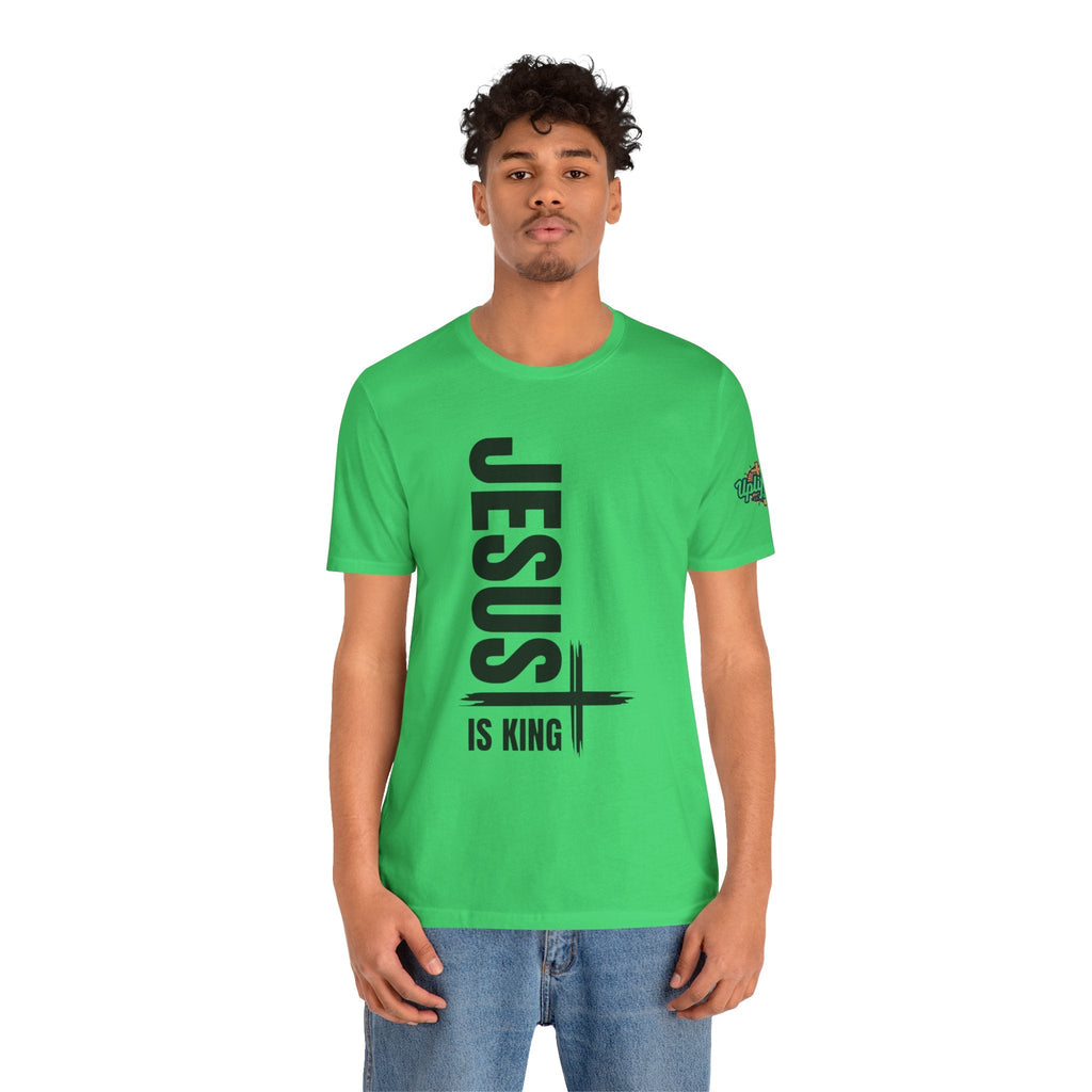 Jesus Is King T-shirt | Modern Typographic Cross Christian T-shirt Printify
