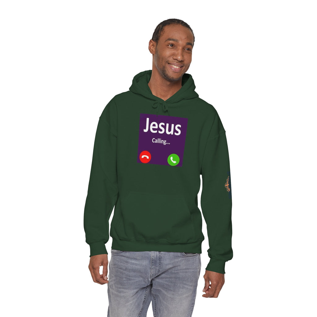 Jesus Calling Hoodie – Funny Cell Phone Screen Christian Sweatshirt for Divine Connection & Faith Humor Printify
