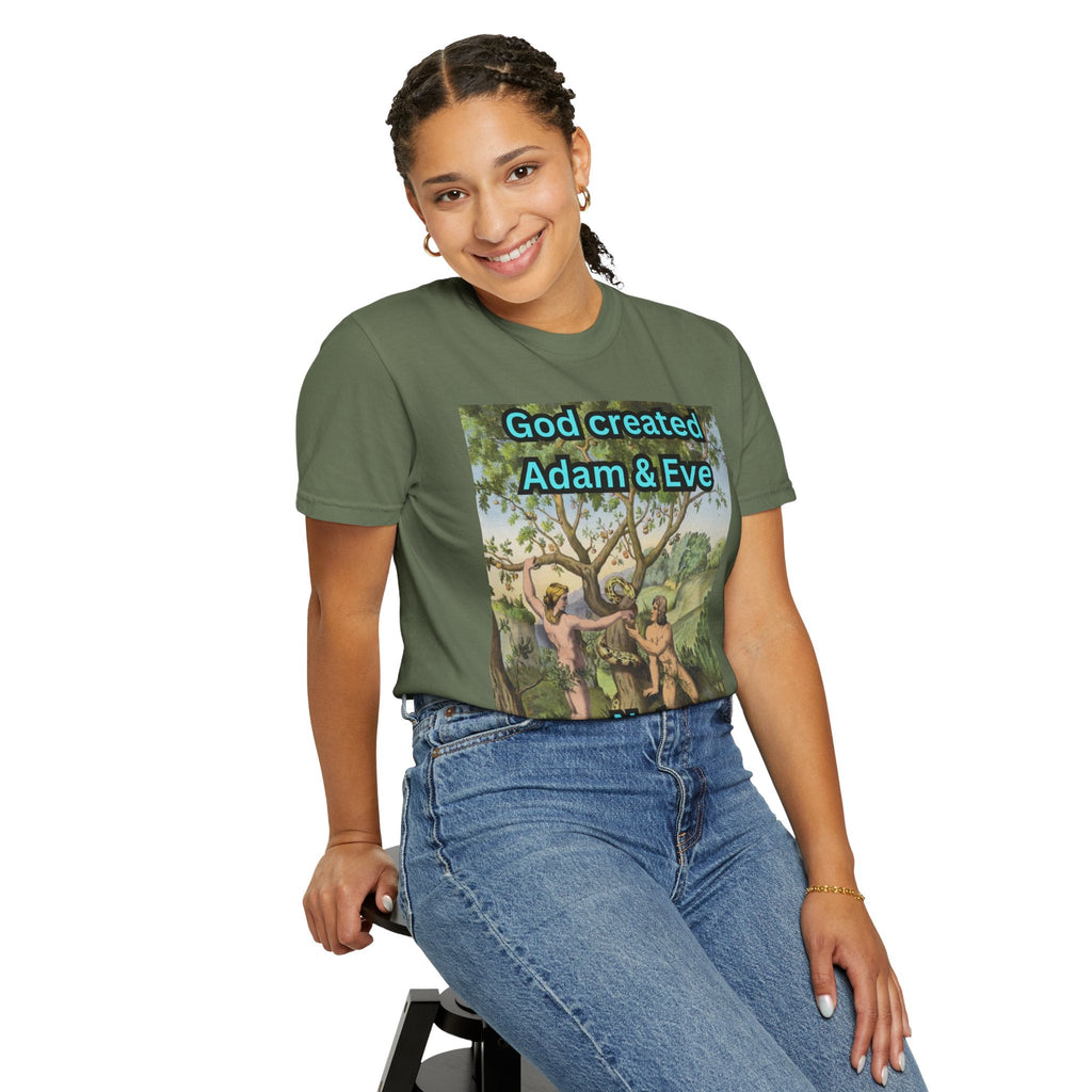 God Created Adam and Eve T-Shirt – Biblical Truth Christian Tee for Bold Faith Printify