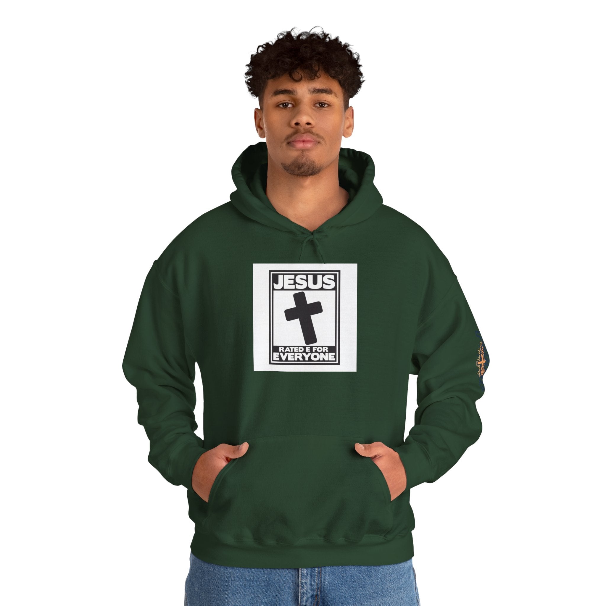 Jesus, Rated E for Everyone Hoodie - Gamer Faith Hoodie - Christian Video Game Parody Printify