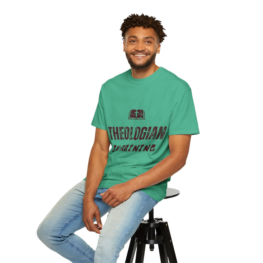 Theologian in Training T-Shirt – Open Bible & Cross Christian Tee for Faithful Learners Printify