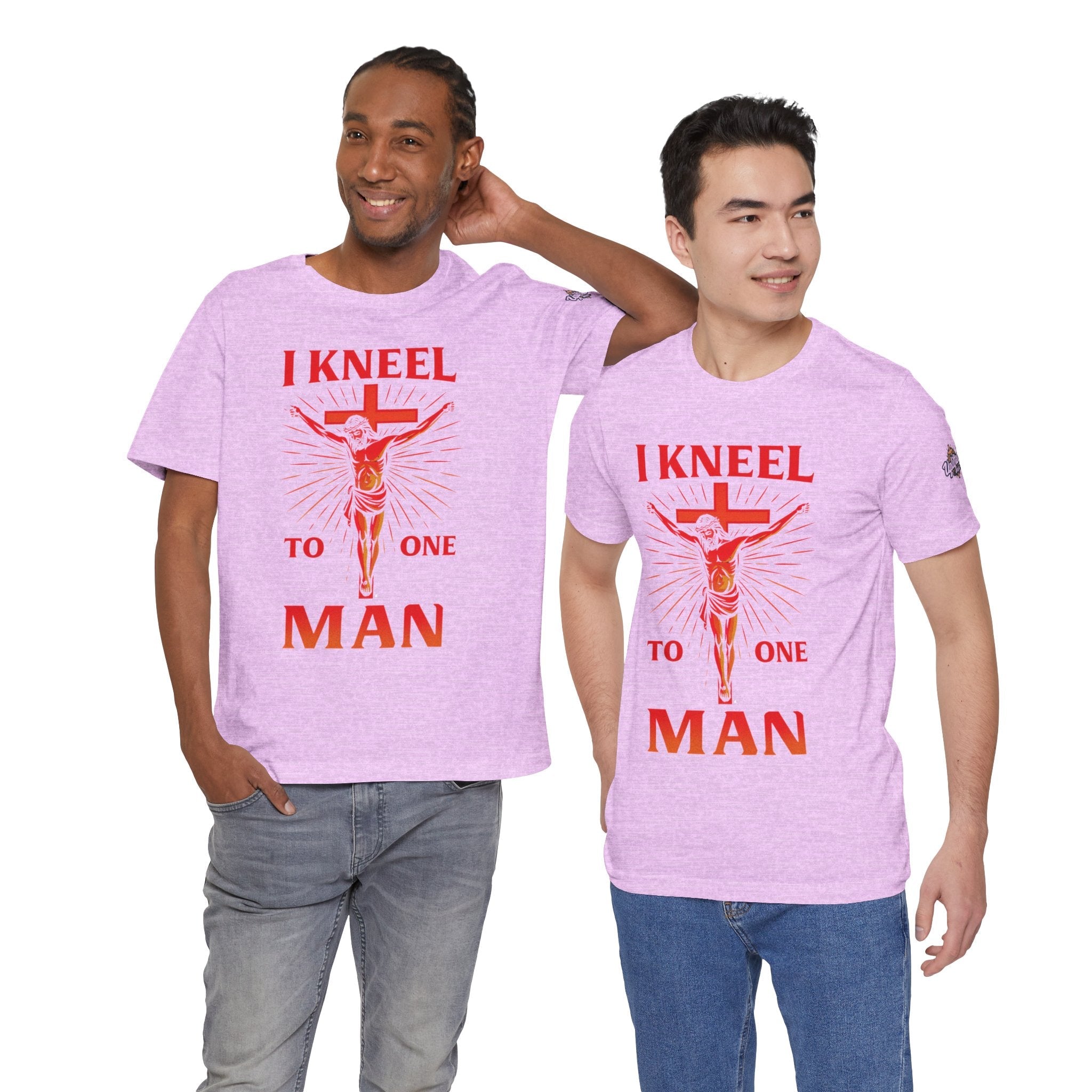 I Kneel to One Man T-shirt – Crucifixion Christian T-shirt for Unashamed Devotion & Bold Faith Printify