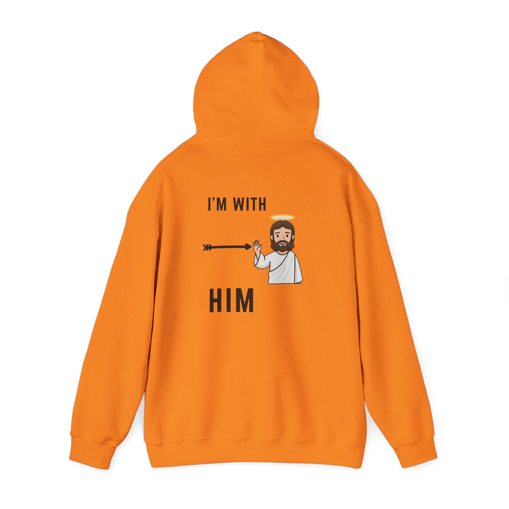 🔥 I’m With Him → Christian Hoodie | Arrow Pointing to Jesus | Minimalist Faith Tee | Subtle Cross Design | Bible-Inspired Apparel by Uplifted Gear Printify