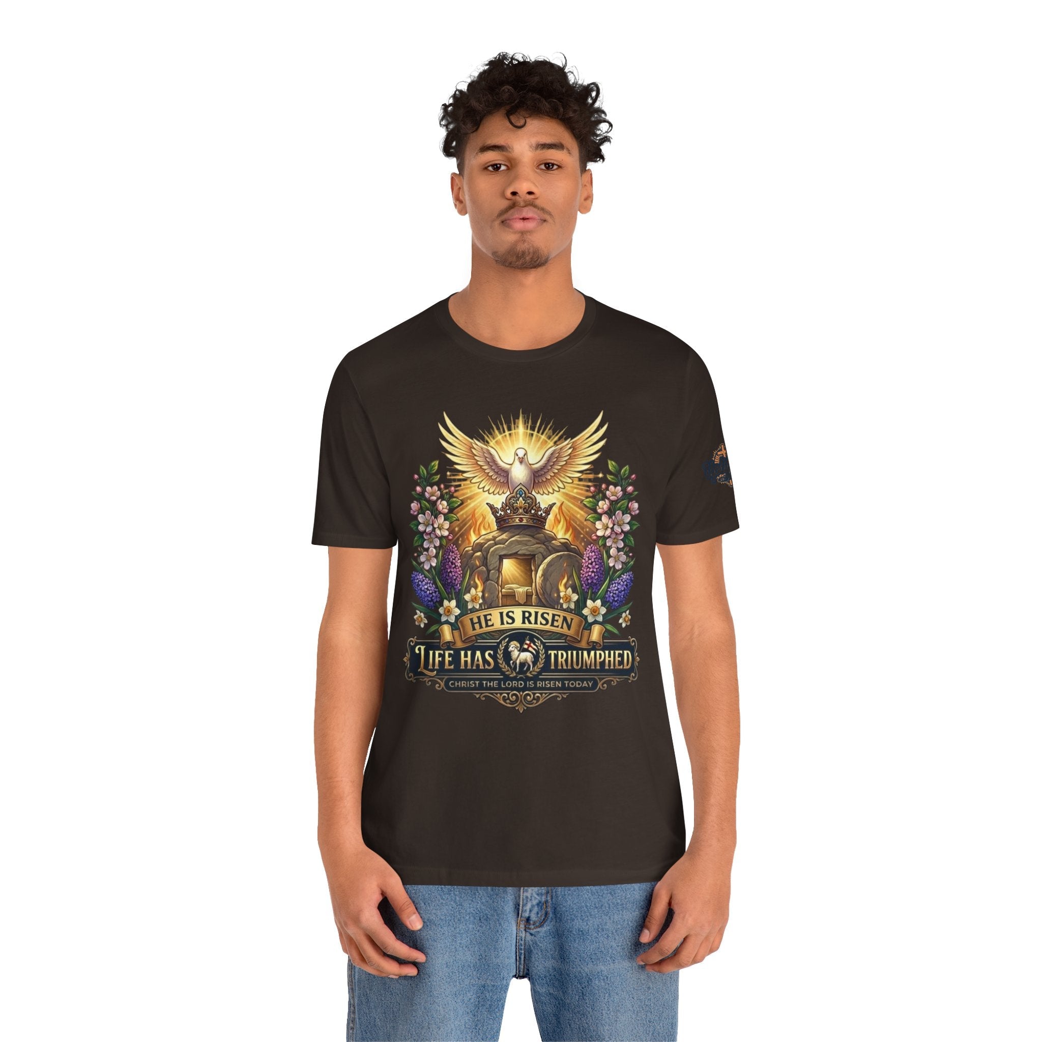 He Is Risen "Life Has Triumphed" T-Shirt — Easter Resurrection Christian Tee Printify