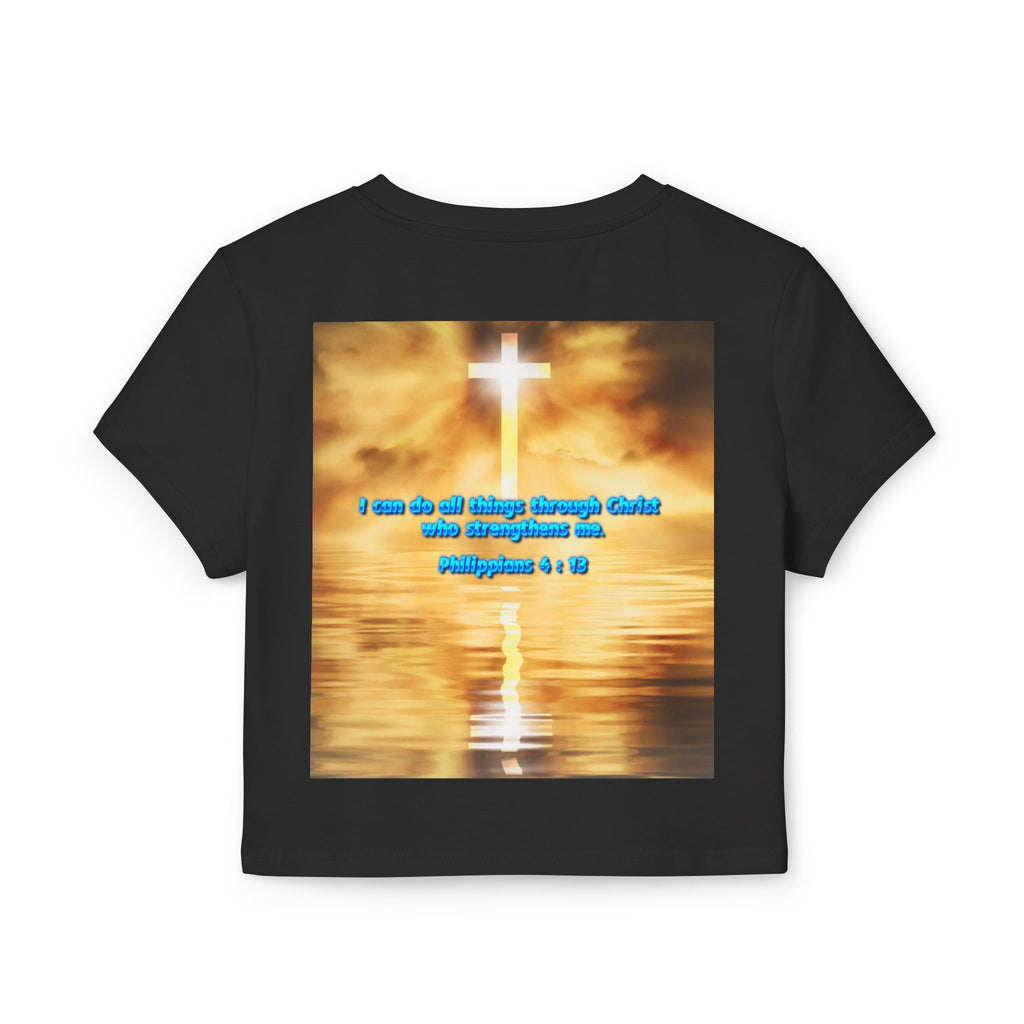 Women's Baby Tee - Phillipians 4:13 Bible Verse Religious Design Printify