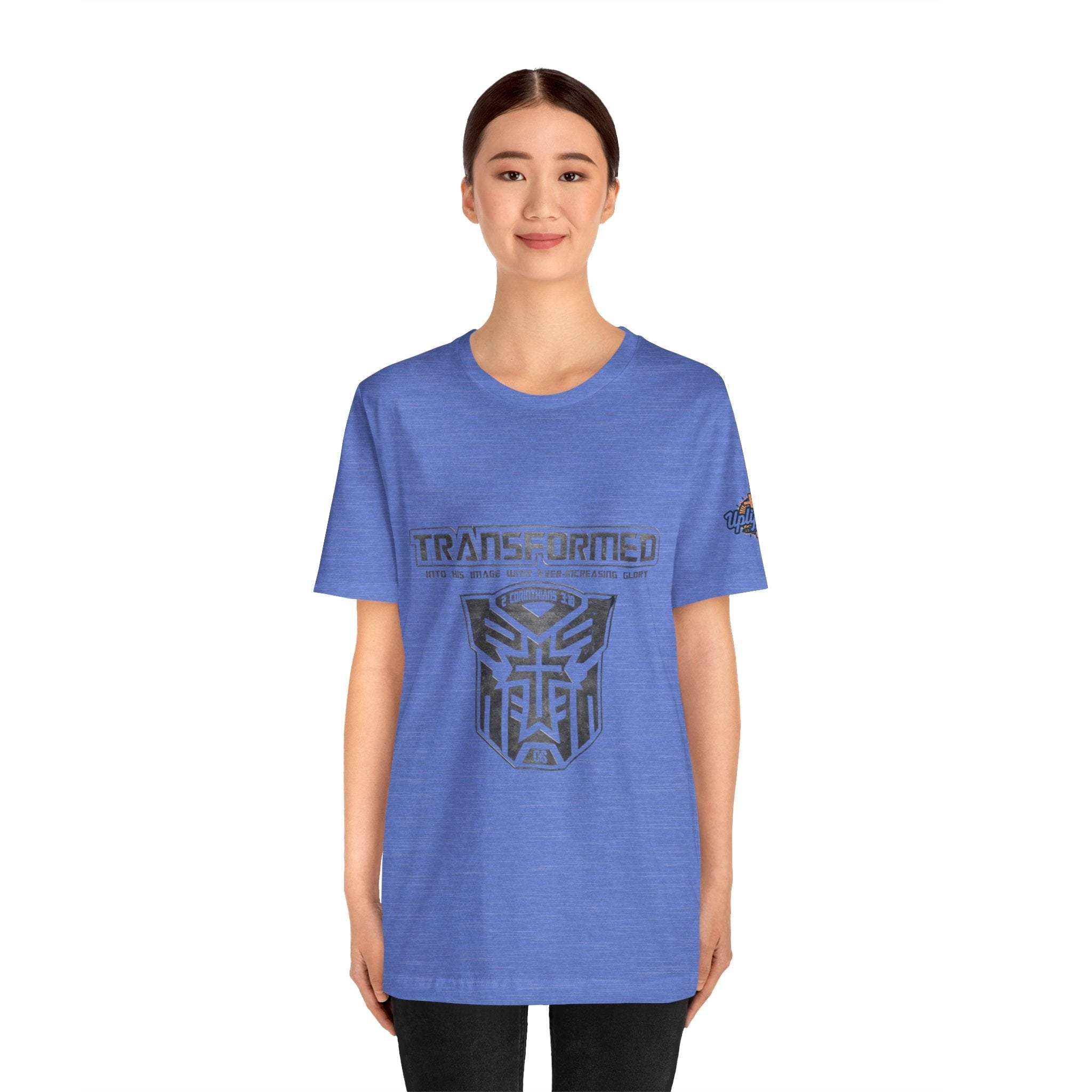Transformer Logo Christian T-shirt | 2 Corinthians 3:18 Bible Verse T-shirt Printify