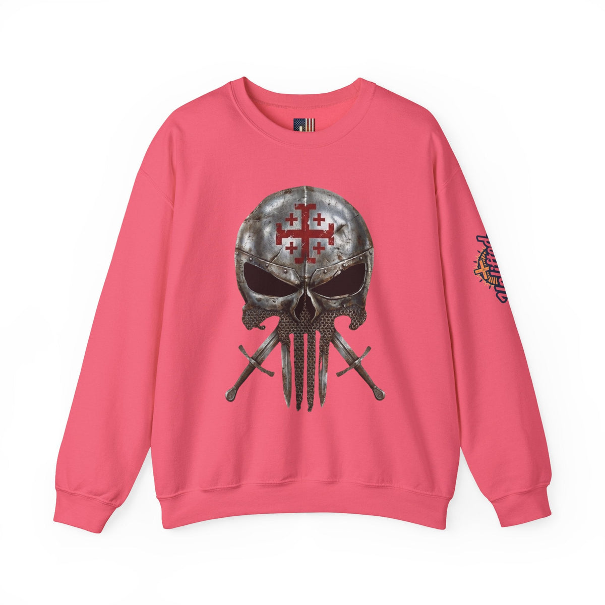 Crusader Knight Christian Skull Sweatshirt - Warrior Armor of God Sweatshirt Printify