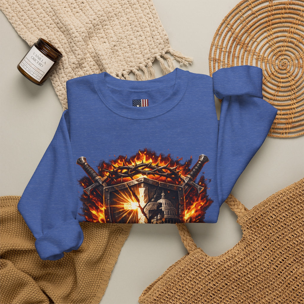 Trust God Not Government Shield Sweatshirt — Patriotic Christian Faith Sweatshirt Printify