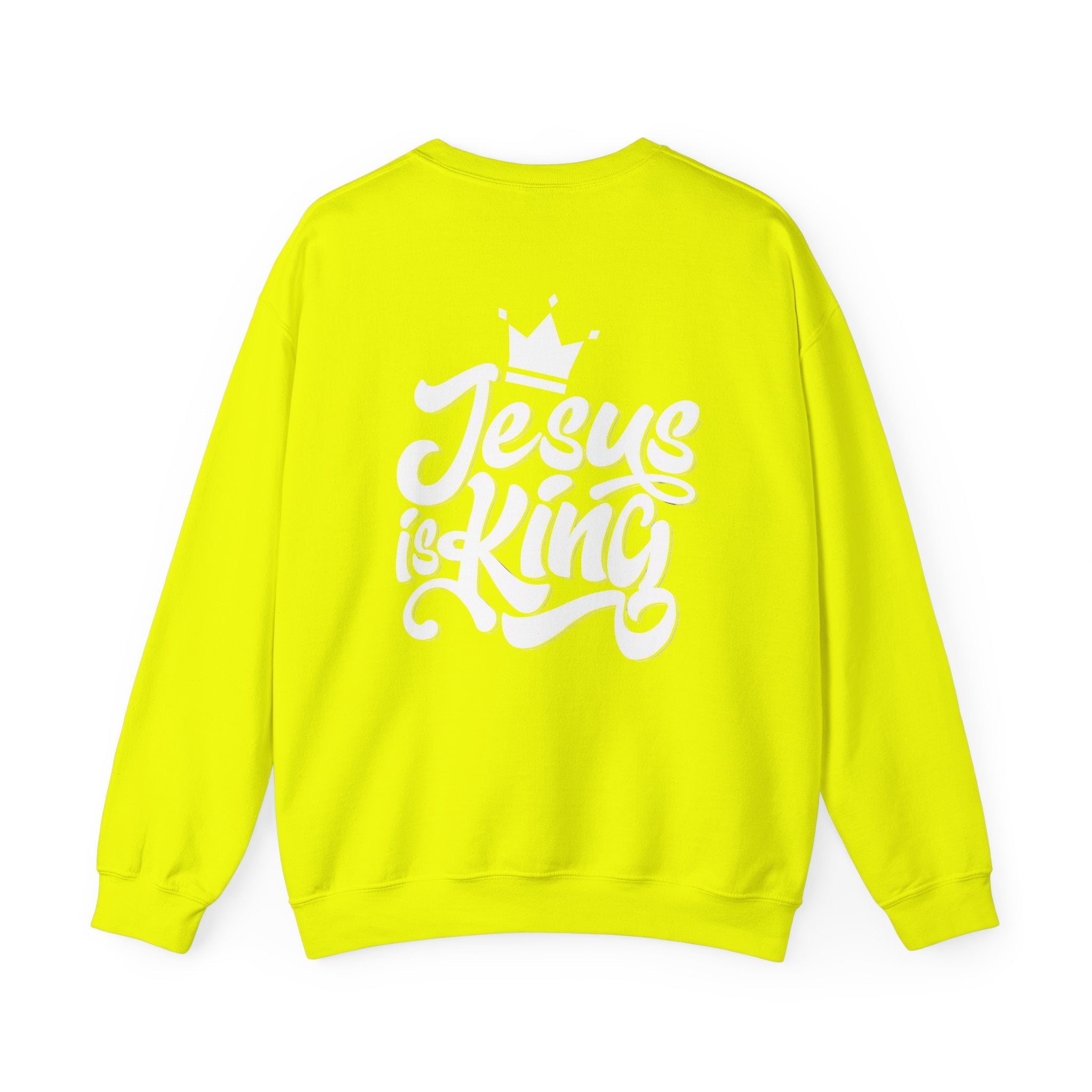 Jesus is King Sweatshirt – Bold Crown & Cross Christian Hoodie for Eternal Faith & Comfort Printify