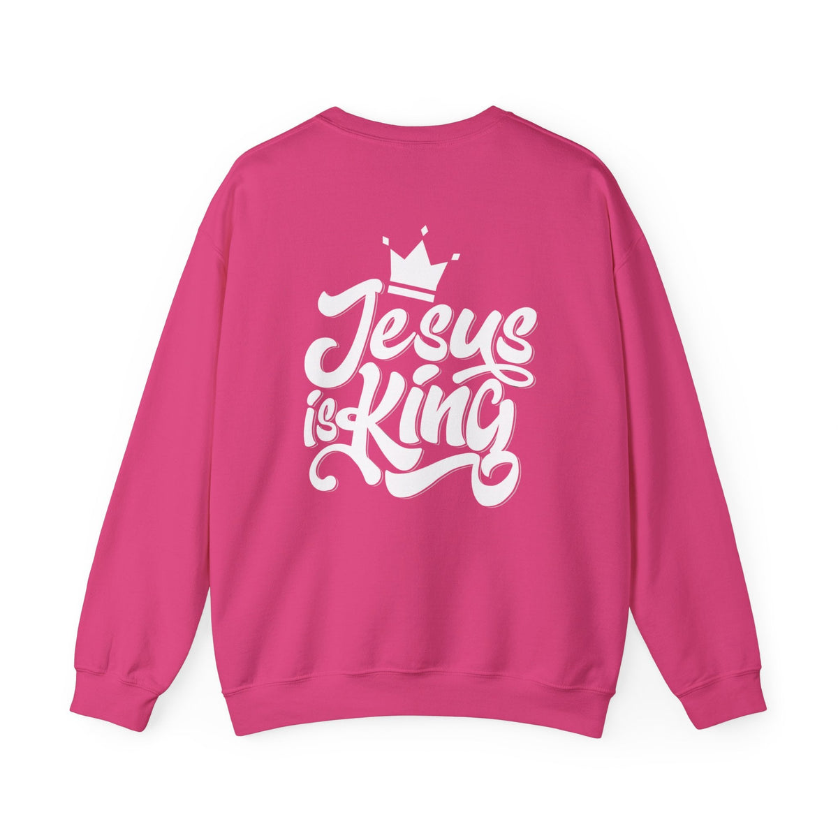 Jesus is King Sweatshirt – Bold Crown & Cross Christian Hoodie for Eternal Faith & Comfort Printify