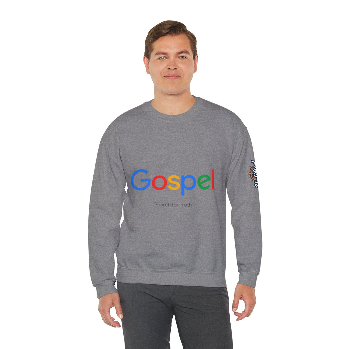 Gospel Graphic Sweatshirt — "Gospel" Colorful Logo Christian Sweatshirt Printify