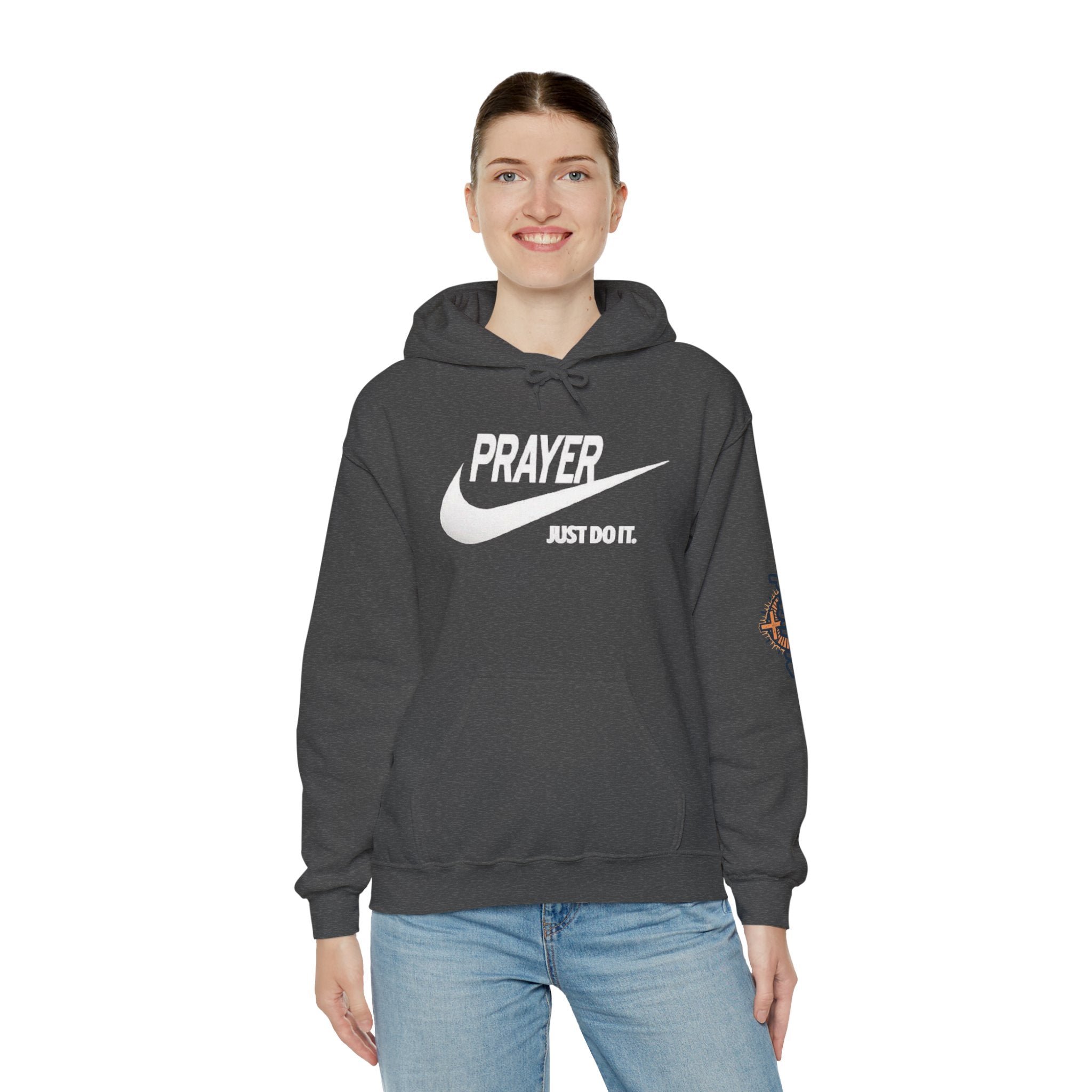 Prayer Just Do It Hoodie - Funny Christian Nike Parody Hoodie - Faith Gear Printify